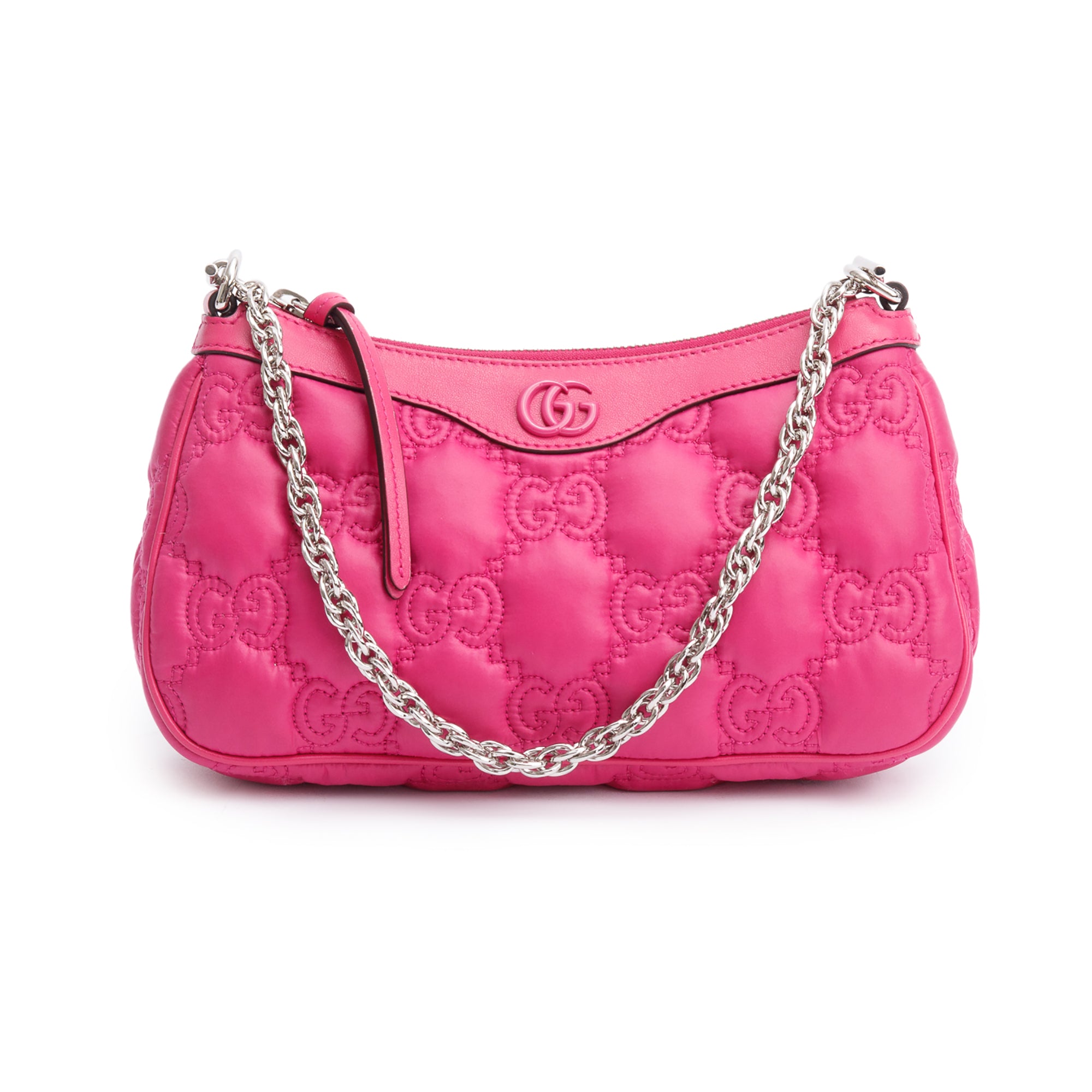 Gucci Pink GG Quilted Matelasse Leather Small Chain Shoulder Bag w/ Strap & Box