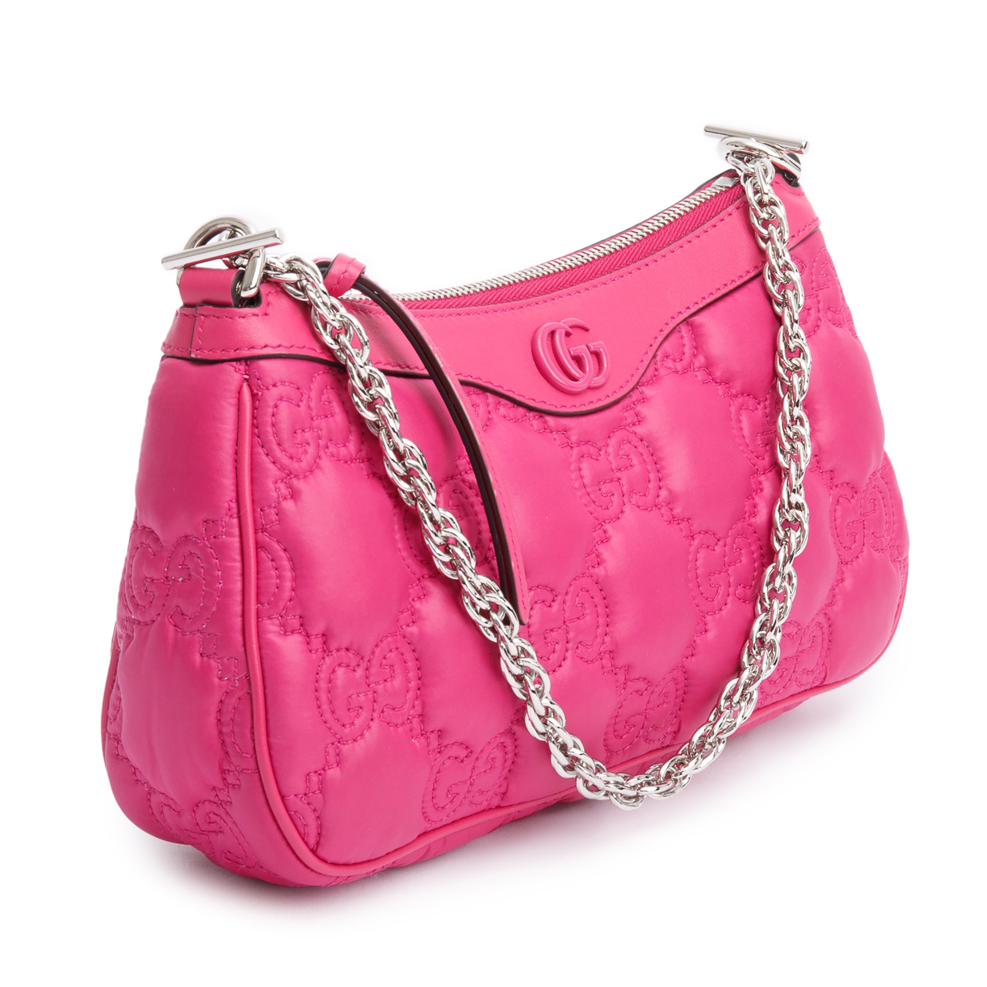 Gucci Pink GG Quilted Matelasse Leather Small Chain Shoulder Bag w/ Strap & Box