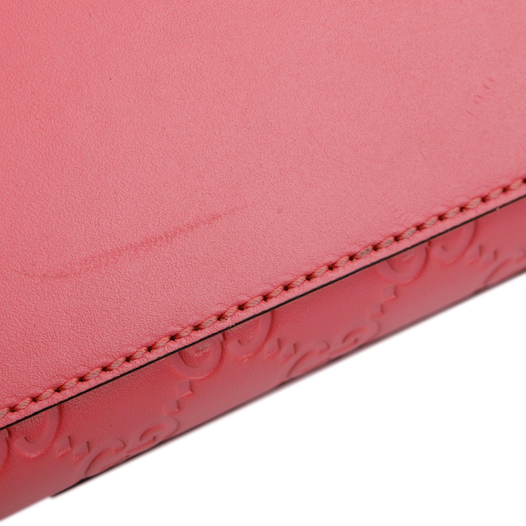 Gucci Pink GG Signature Leather Medium Padlock Shoulder Bag w/ Box