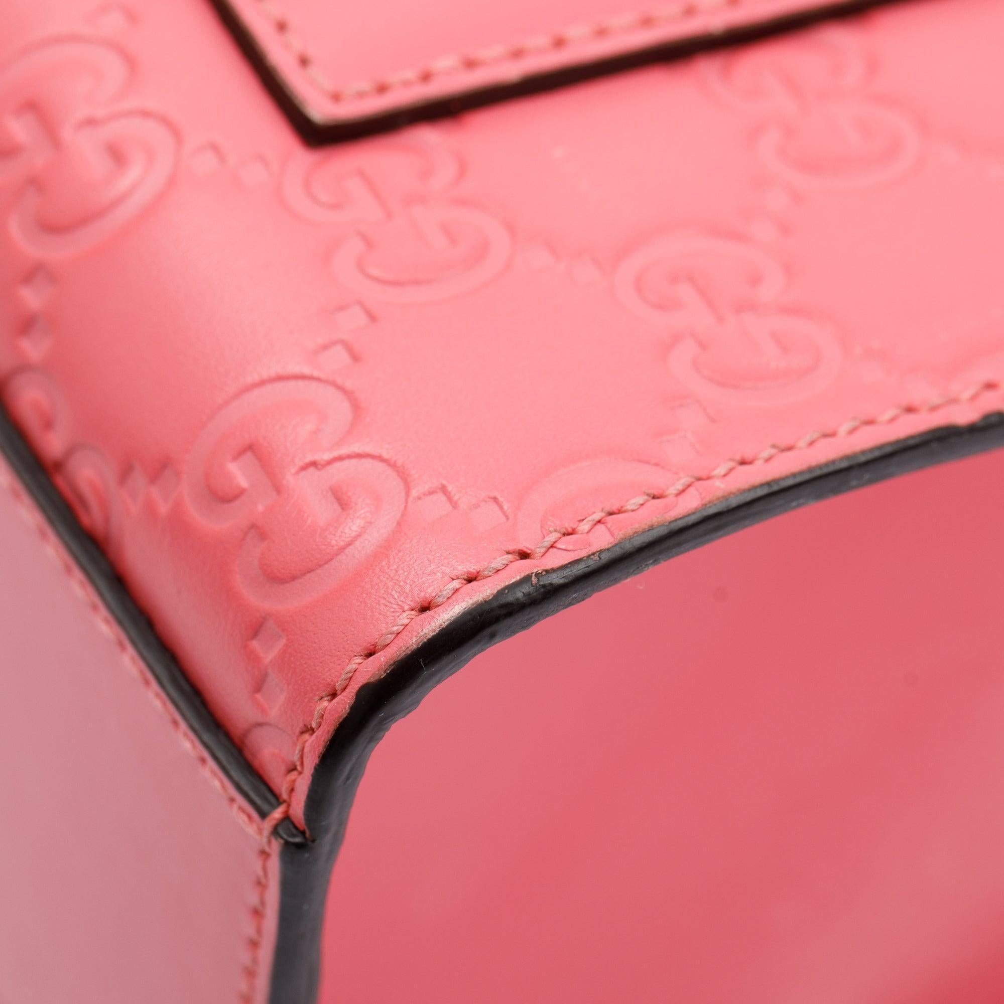 Gucci Pink GG Signature Leather Medium Padlock Shoulder Bag w/ Box