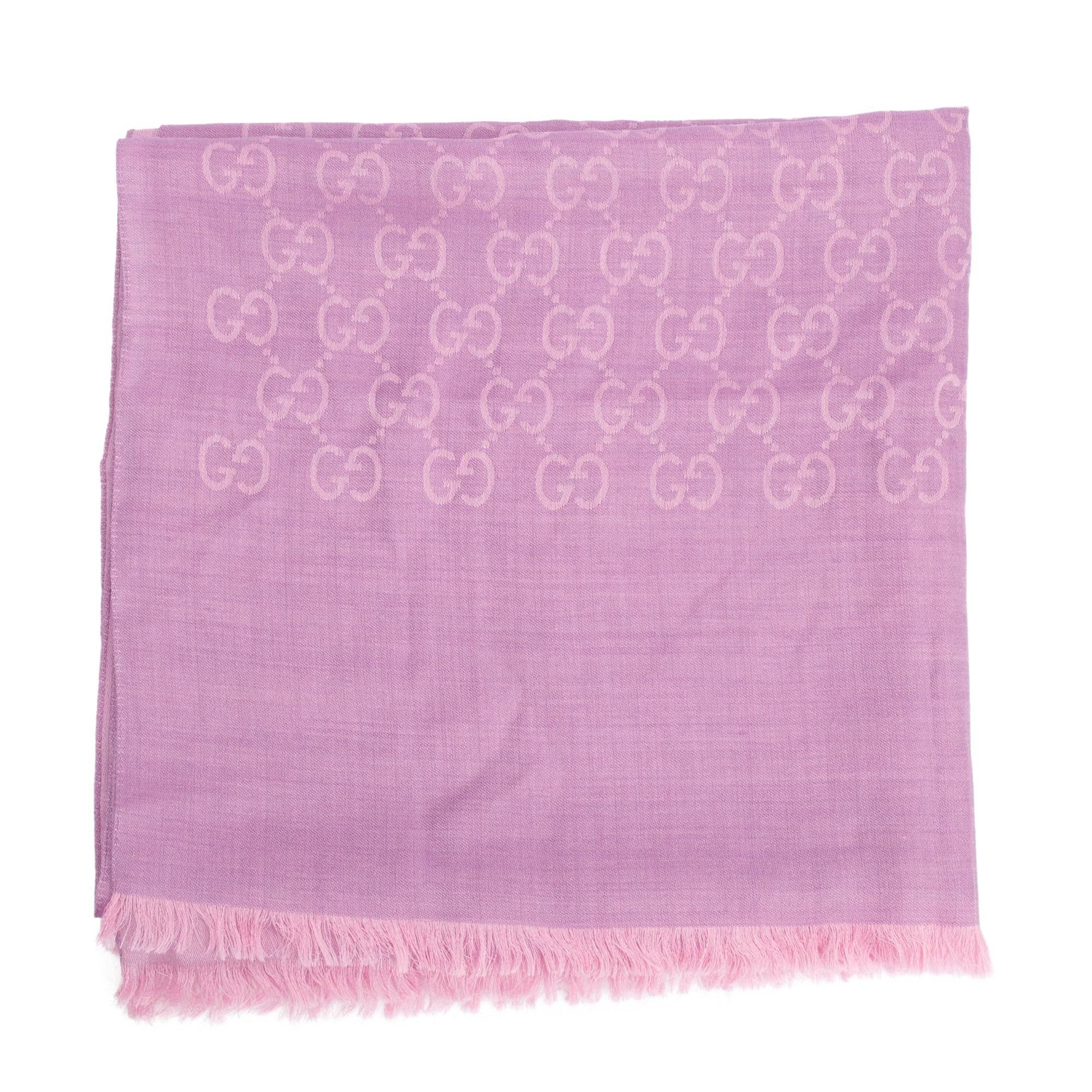 Gucci Pink GG Wool Silk Scarf