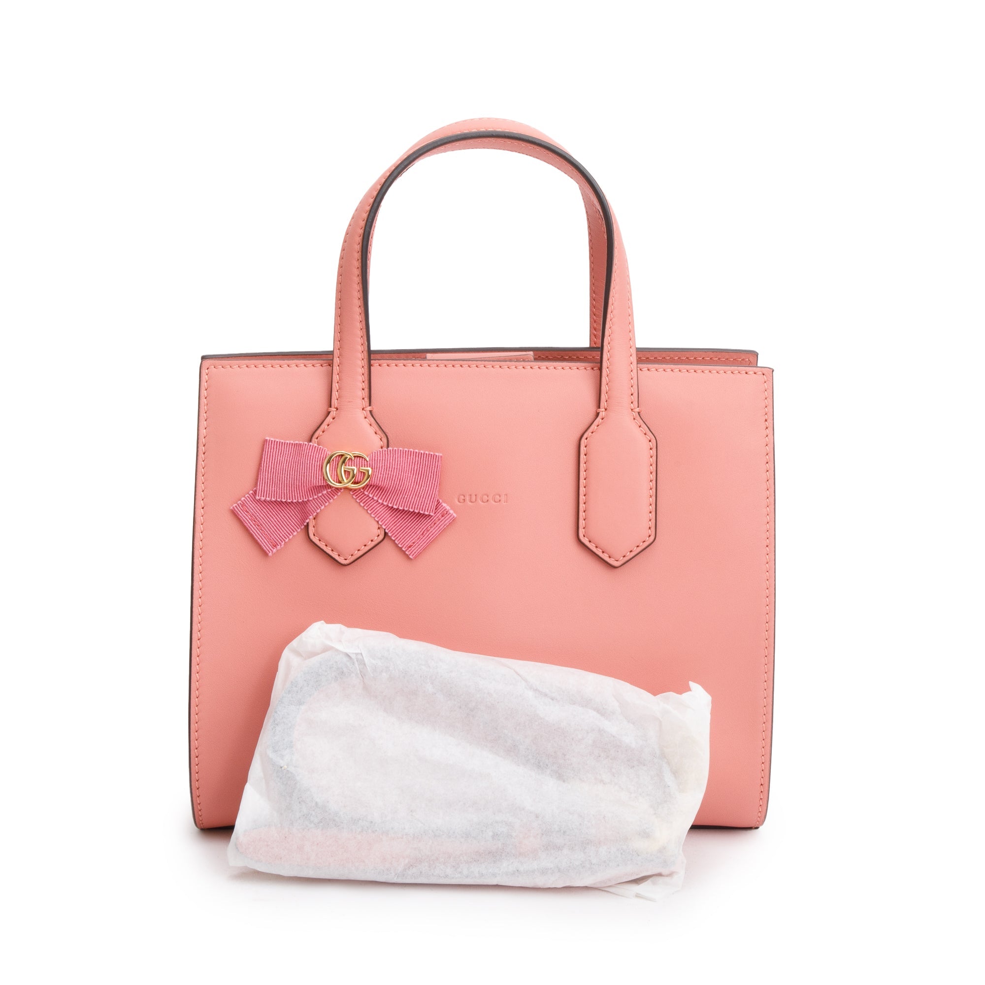 Gucci Pink Leather GG Ribbon Tote