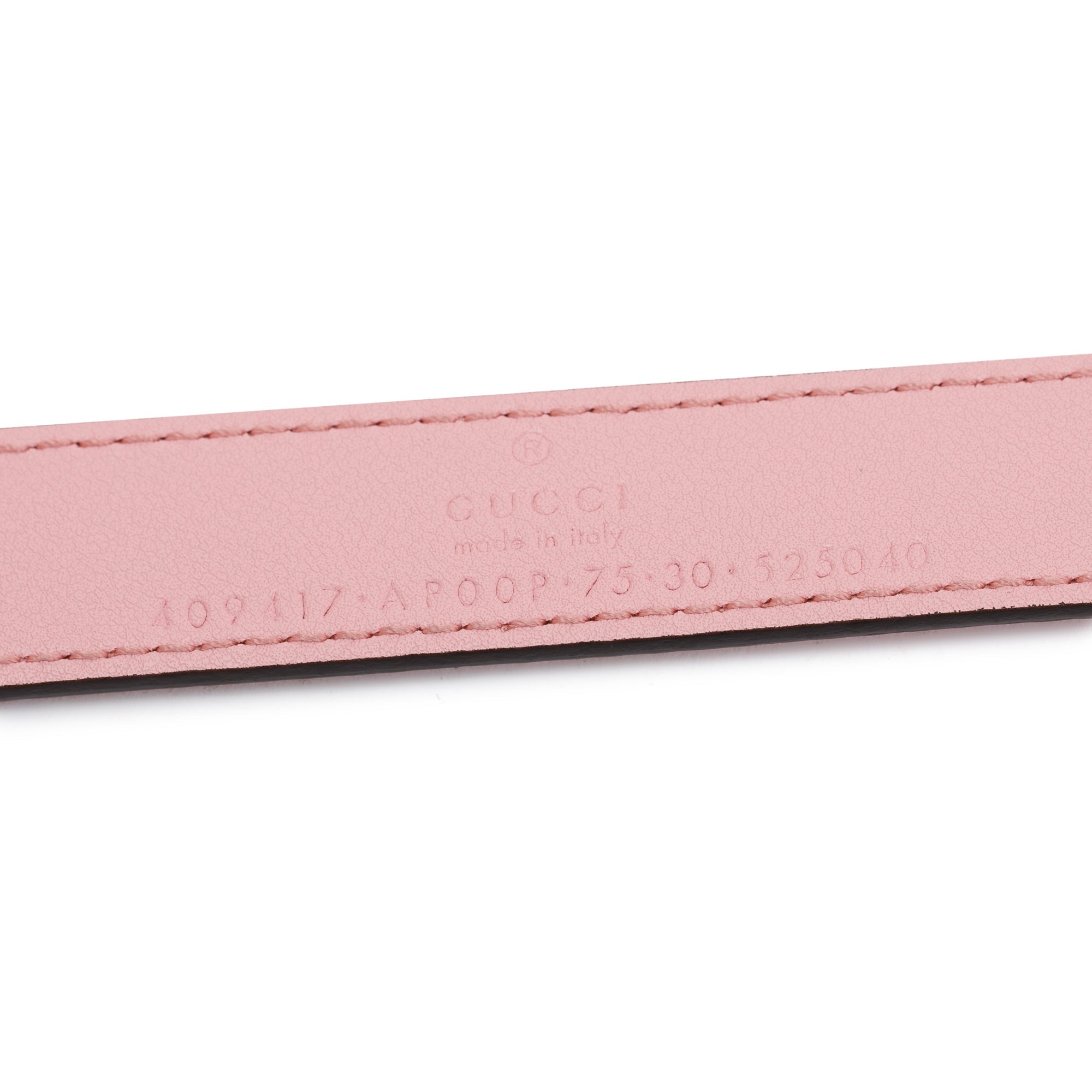 Gucci Pink Leather Thin Belt with Double G Buckle, 75 30