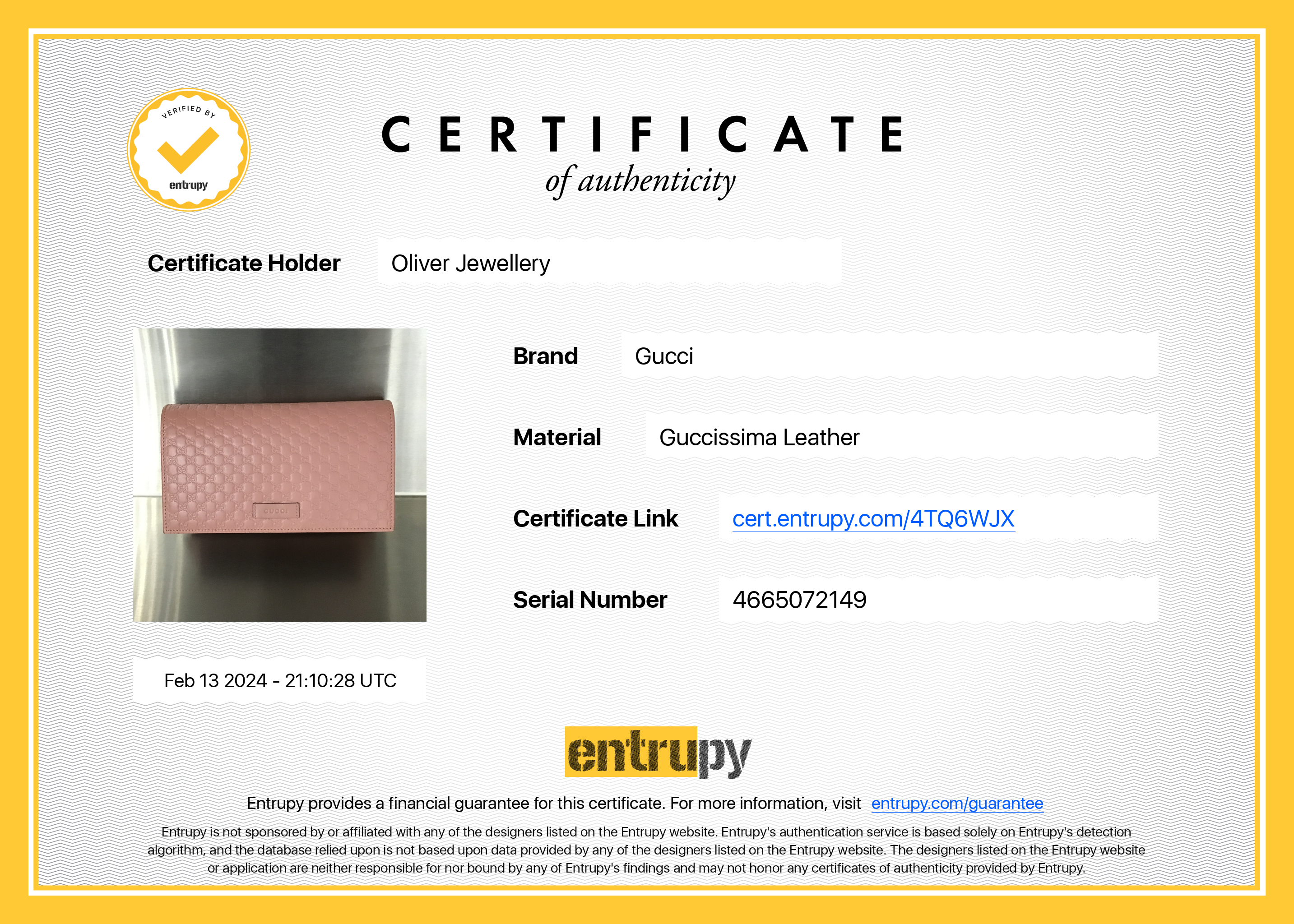 Gucci Pink Microguccissima Leather Wallet on Strap