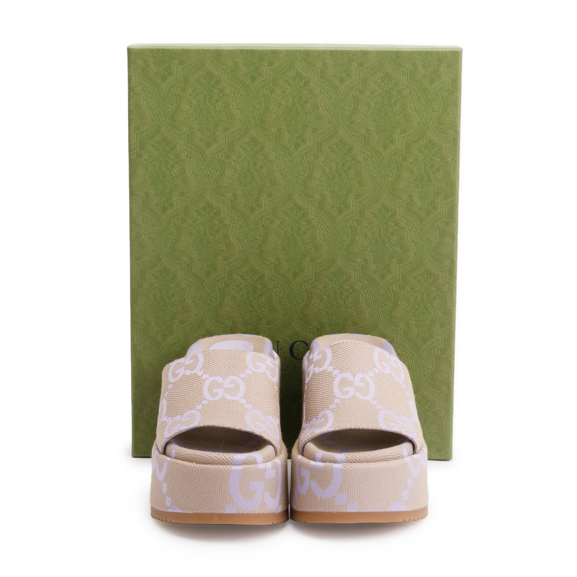 Gucci Purple Maxi GG Canvas Patform Slide Sandal, Size 38 w/ Box