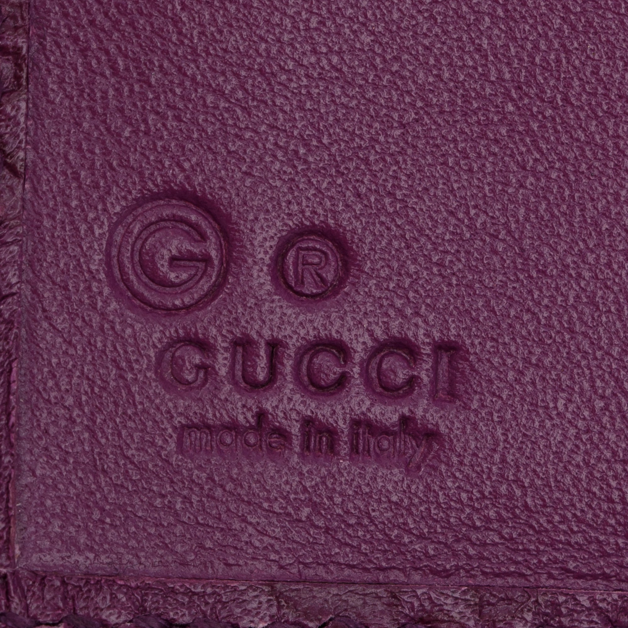 Gucci Purple Signature Leather Compact Flap Wallet w/ Box