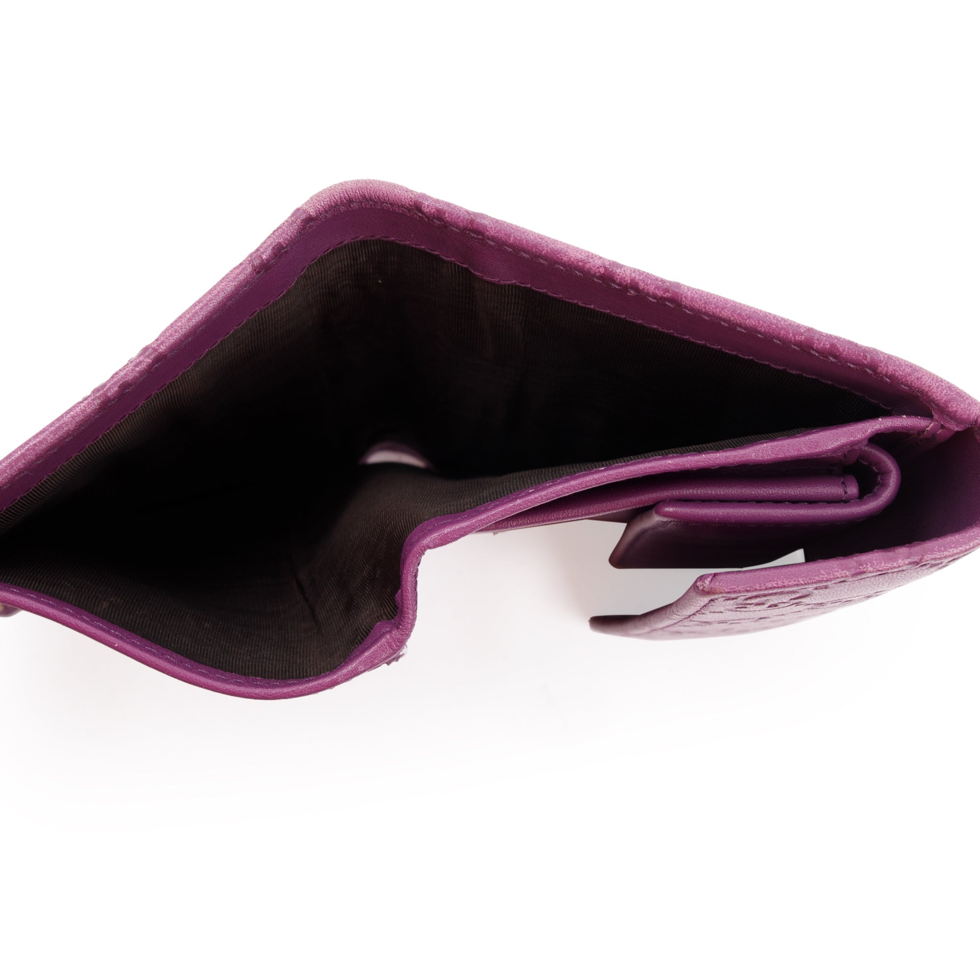 Gucci Purple Signature Leather Compact Flap Wallet w/ Box