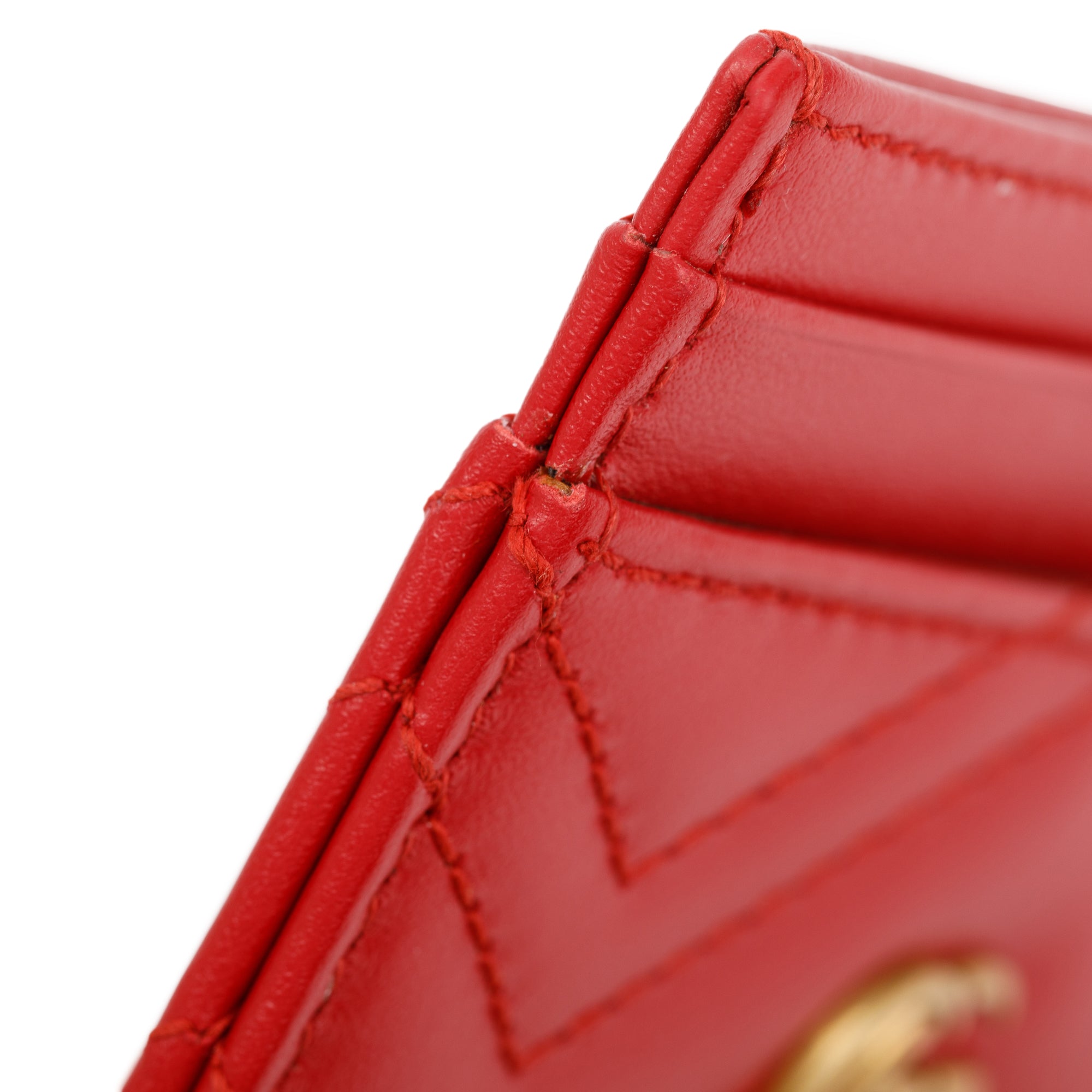 Gucci Red Calfskin Leather GG Marmont Card Holder w/ Box