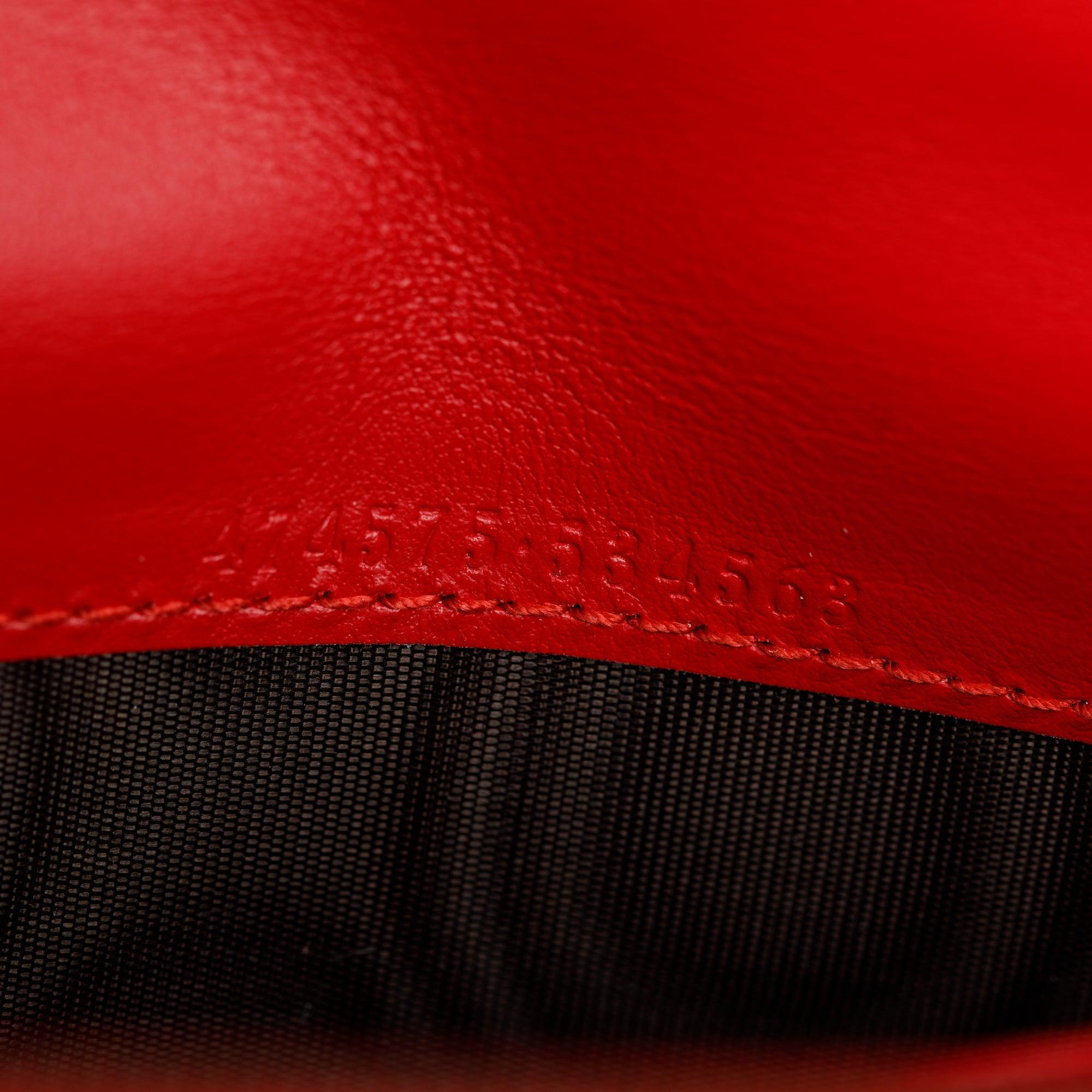 Gucci Red Calfskin Leather GG Marmont Matelasse Mini Bag