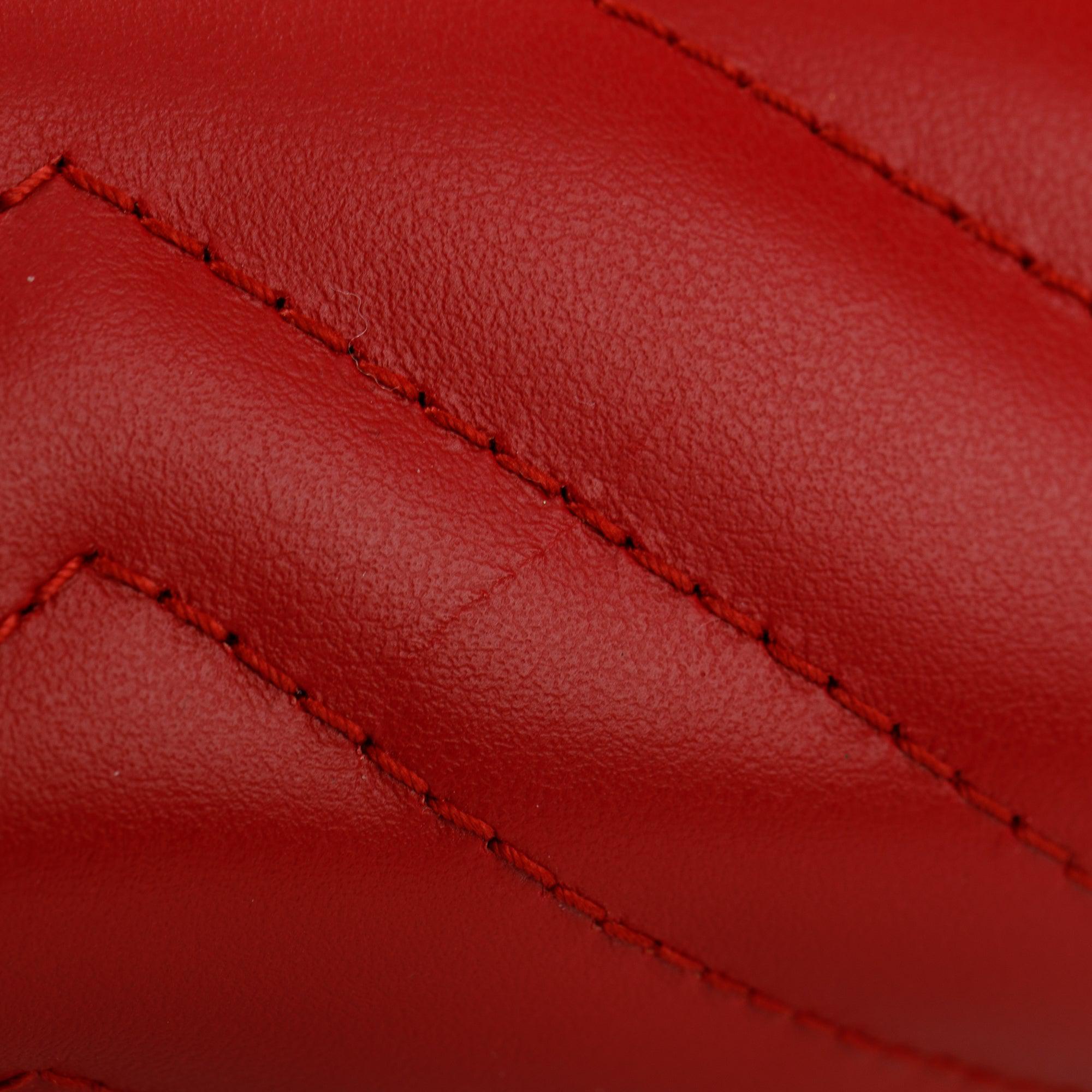 Gucci Red Calfskin Leather GG Marmont Matelasse Mini Bag