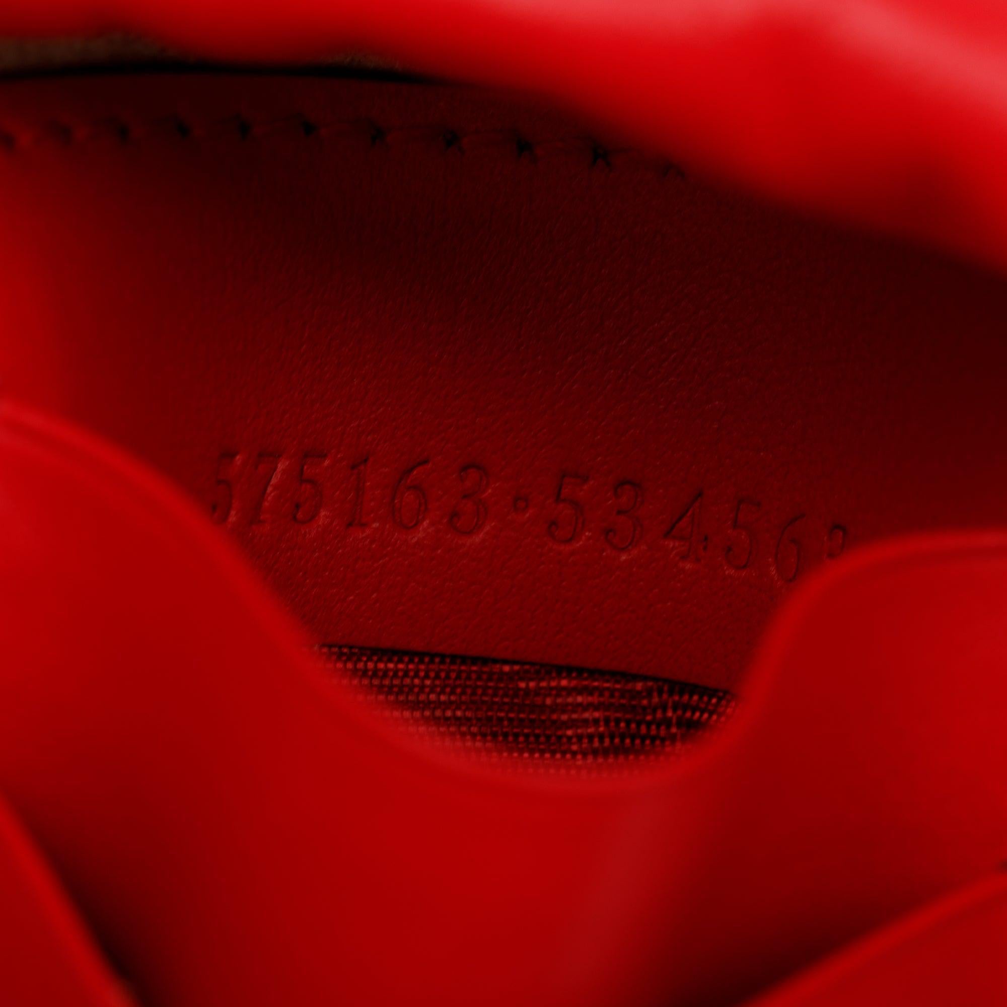 Gucci Red Calfskin Leather GG Marmont Mini Bucket Bag