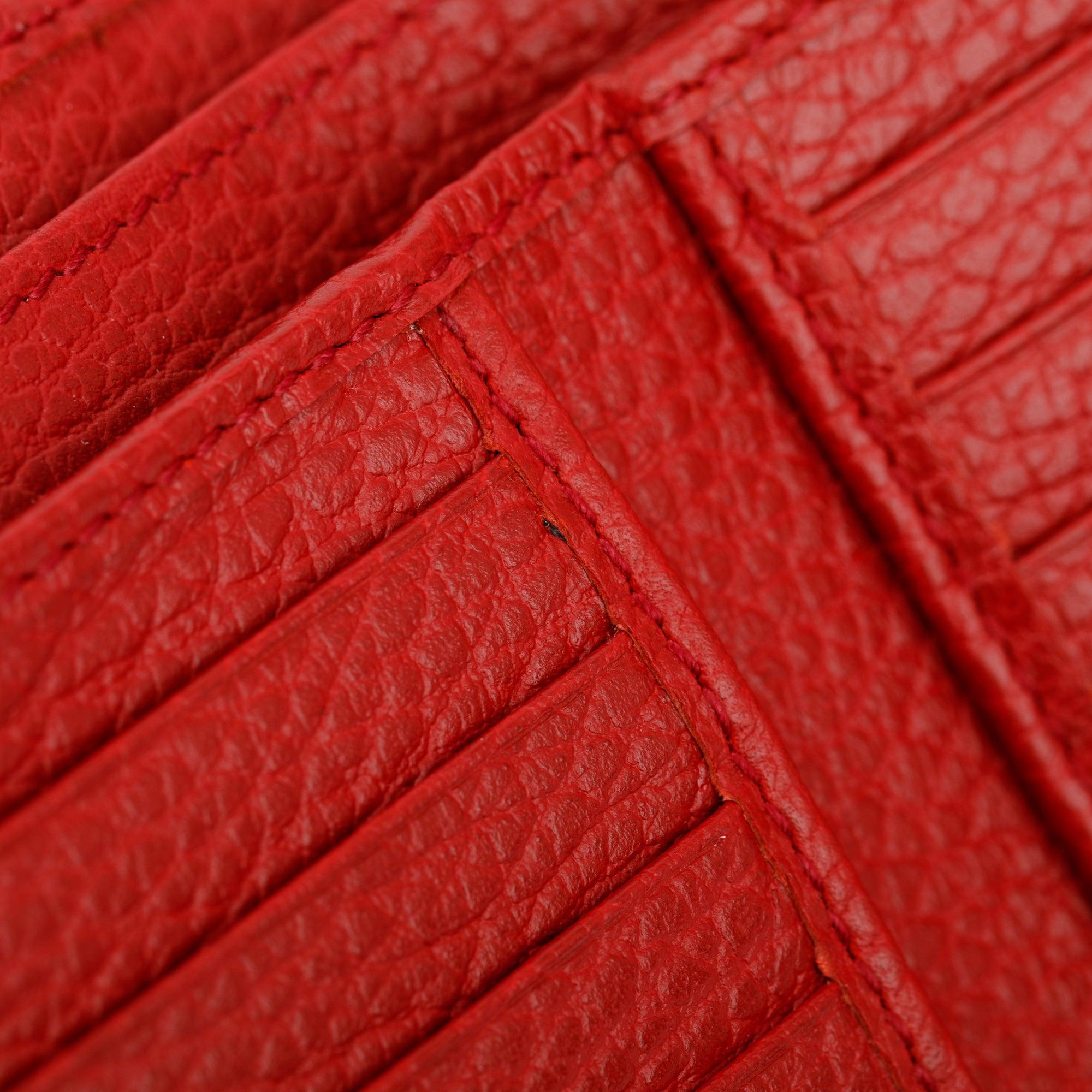 Gucci Red Calfskin Leather Interlocking G Logo Dollar French Wallet w/ Box