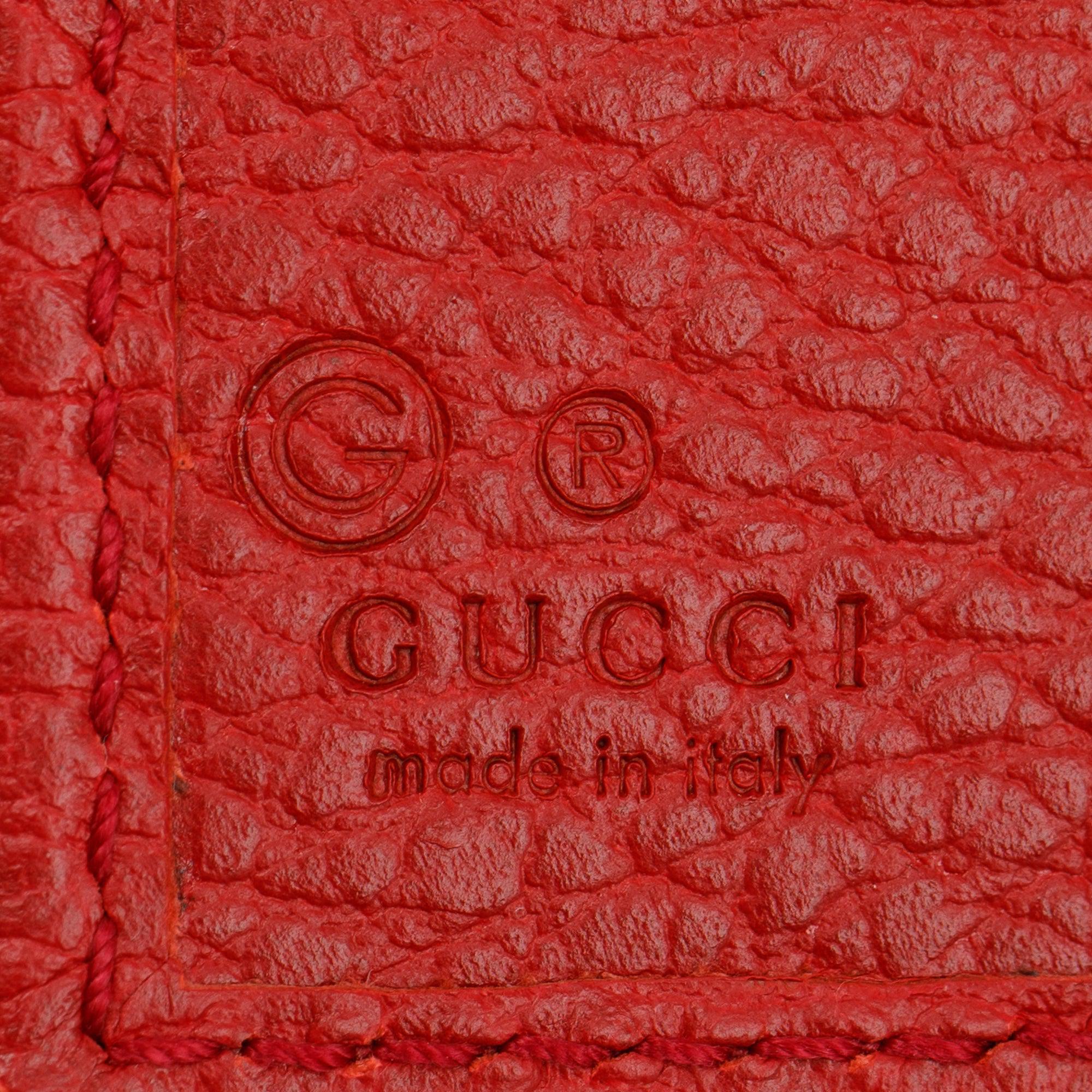Gucci Red Calfskin Leather Interlocking G Logo Dollar French Wallet w/ Box