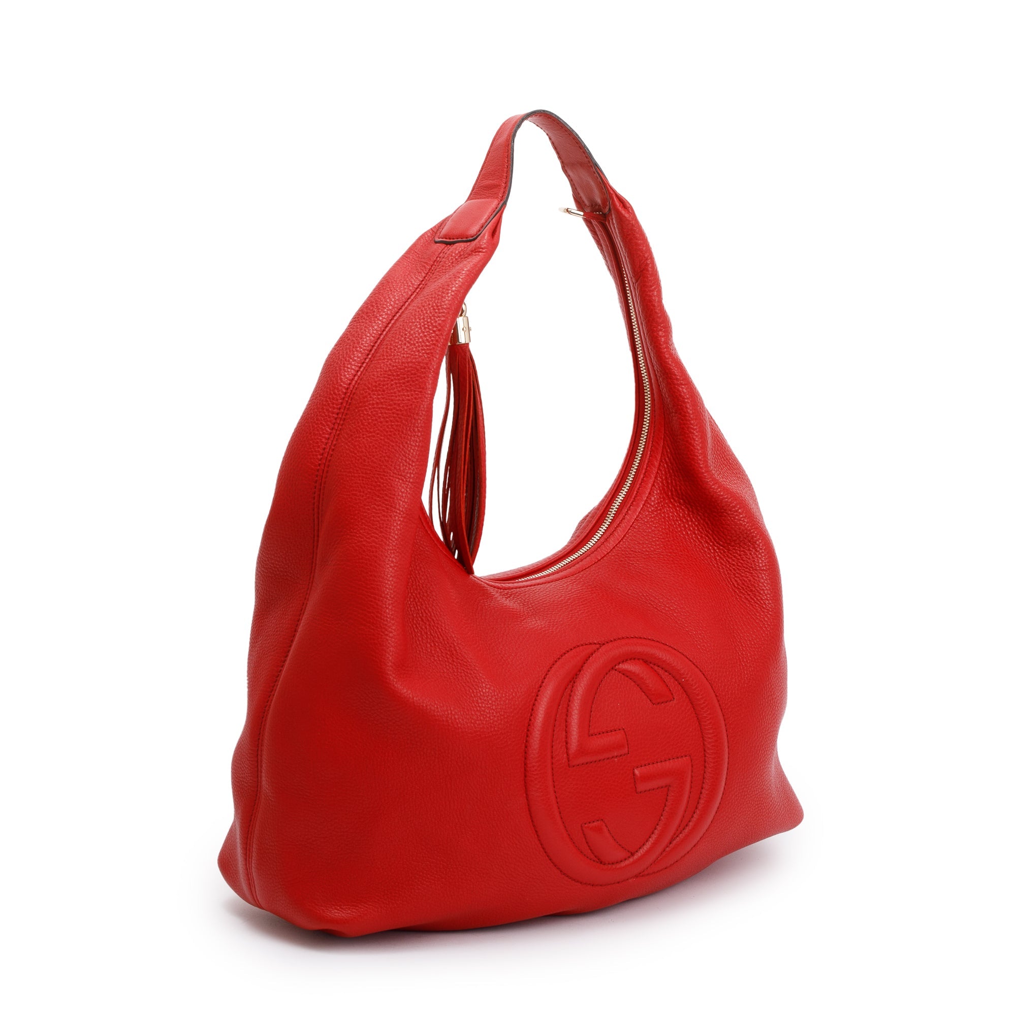 Gucci Red Calfskin Leather Large Soho Hobo Bag