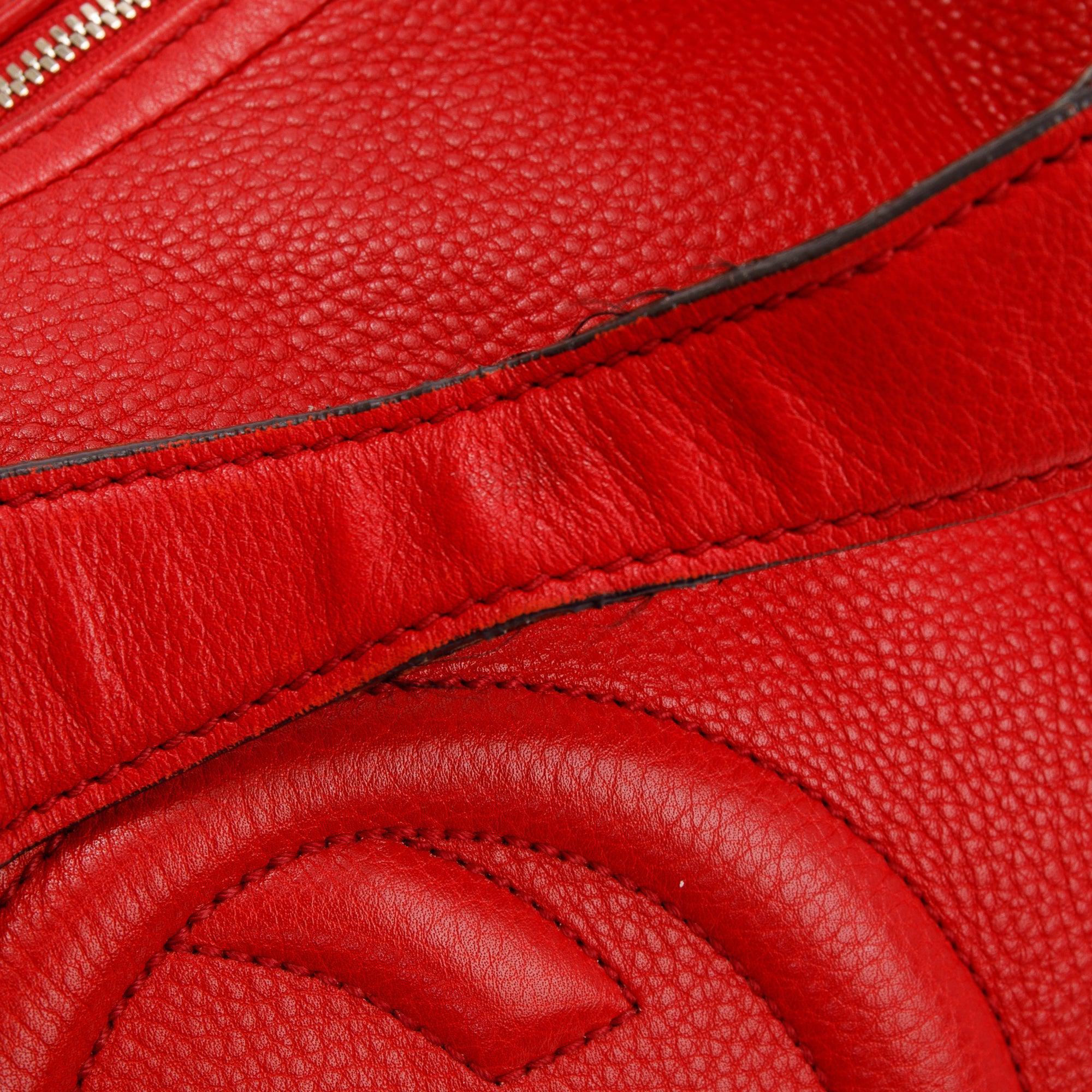 Gucci Red Calfskin Leather Large Soho Hobo Bag