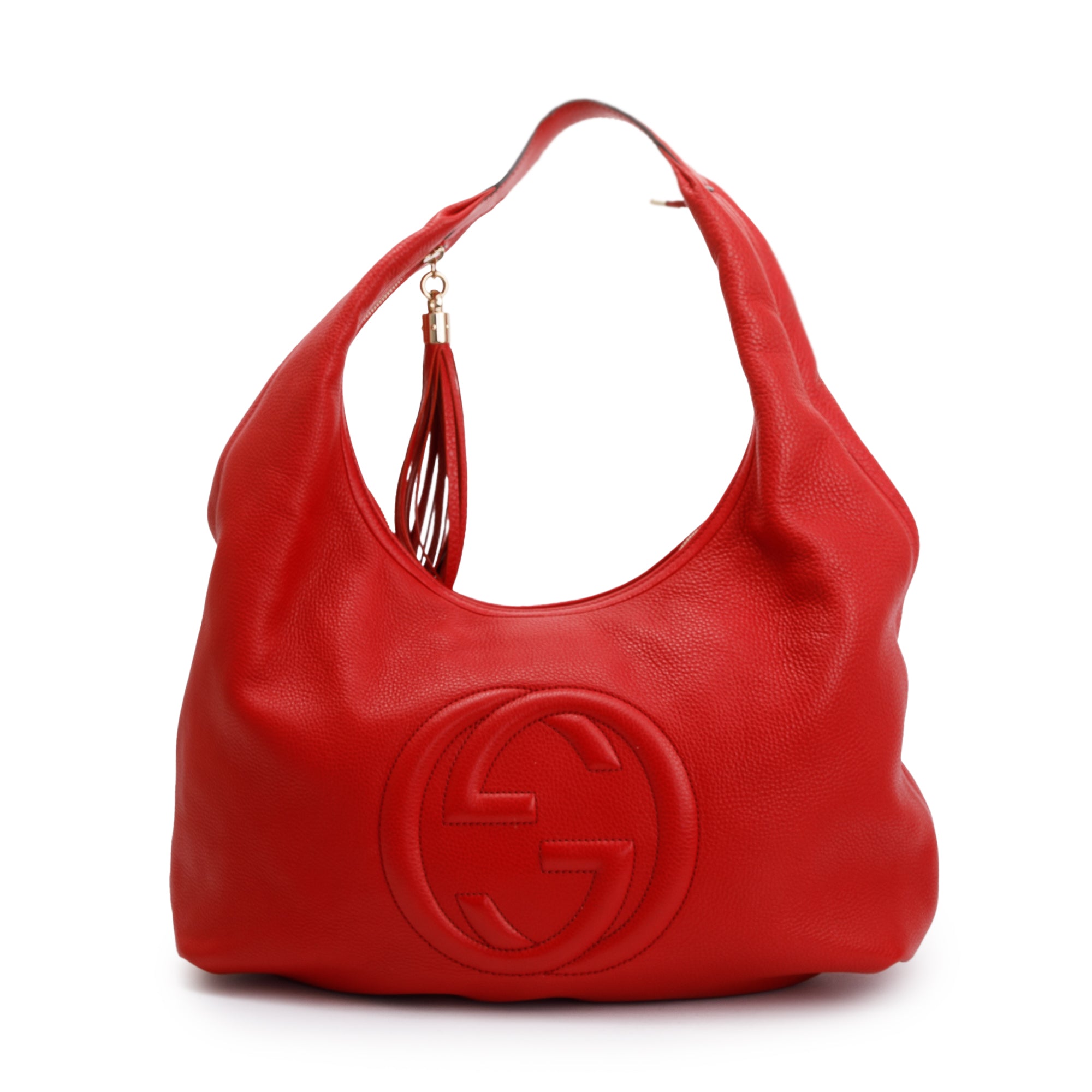 Gucci Red Calfskin Leather Large Soho Hobo Bag