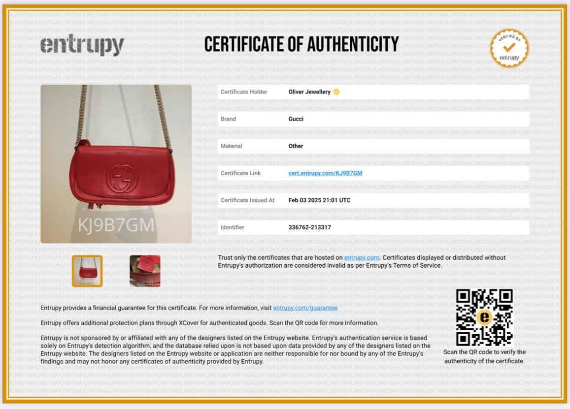 Gucci Red Calfskin Leather Medium Soho Chain Crossbody Bag