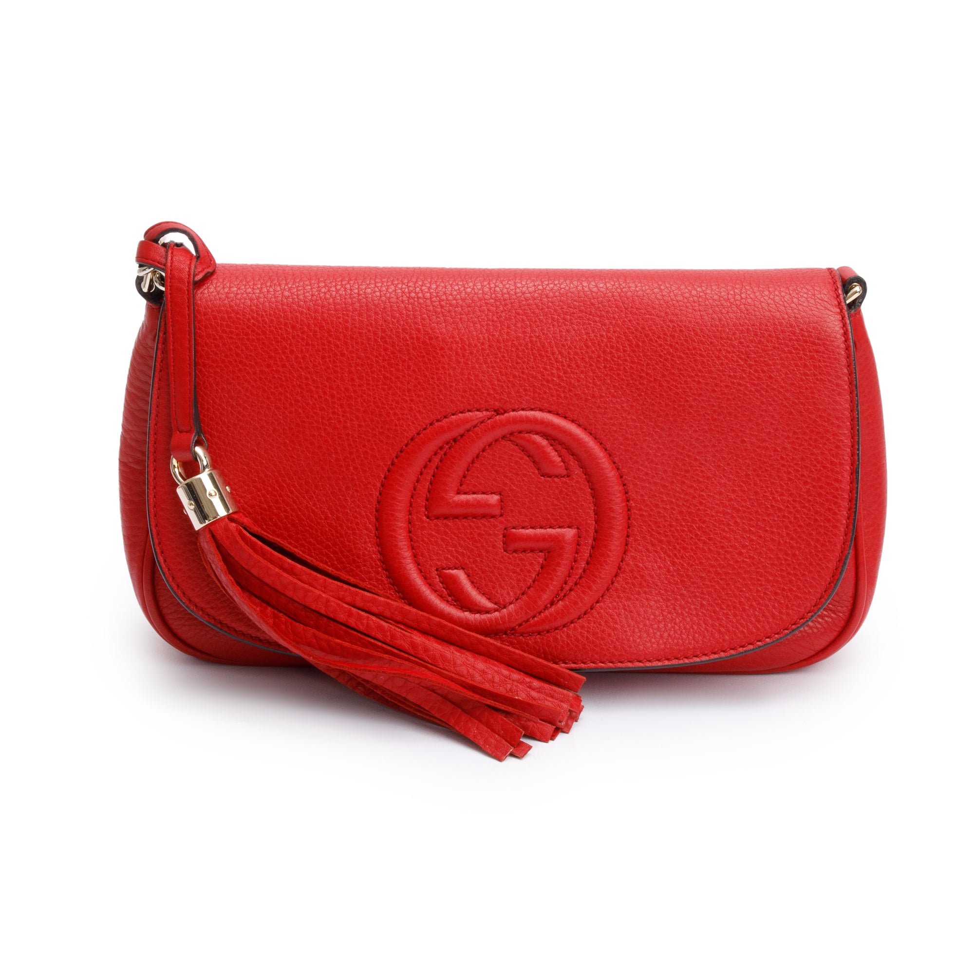 Gucci Red Calfskin Leather Medium Soho Chain Crossbody Bag