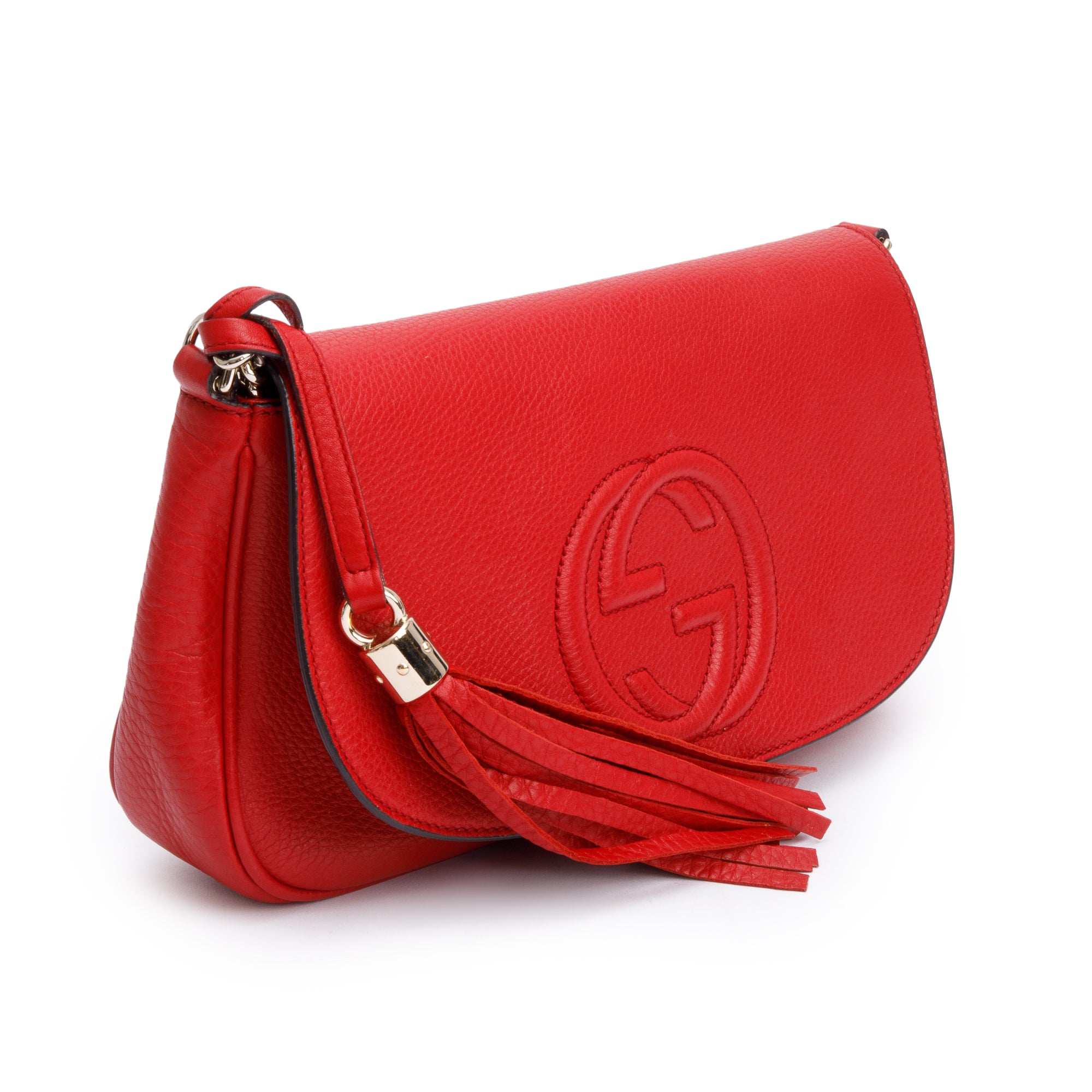 Gucci Red Calfskin Leather Medium Soho Chain Crossbody Bag