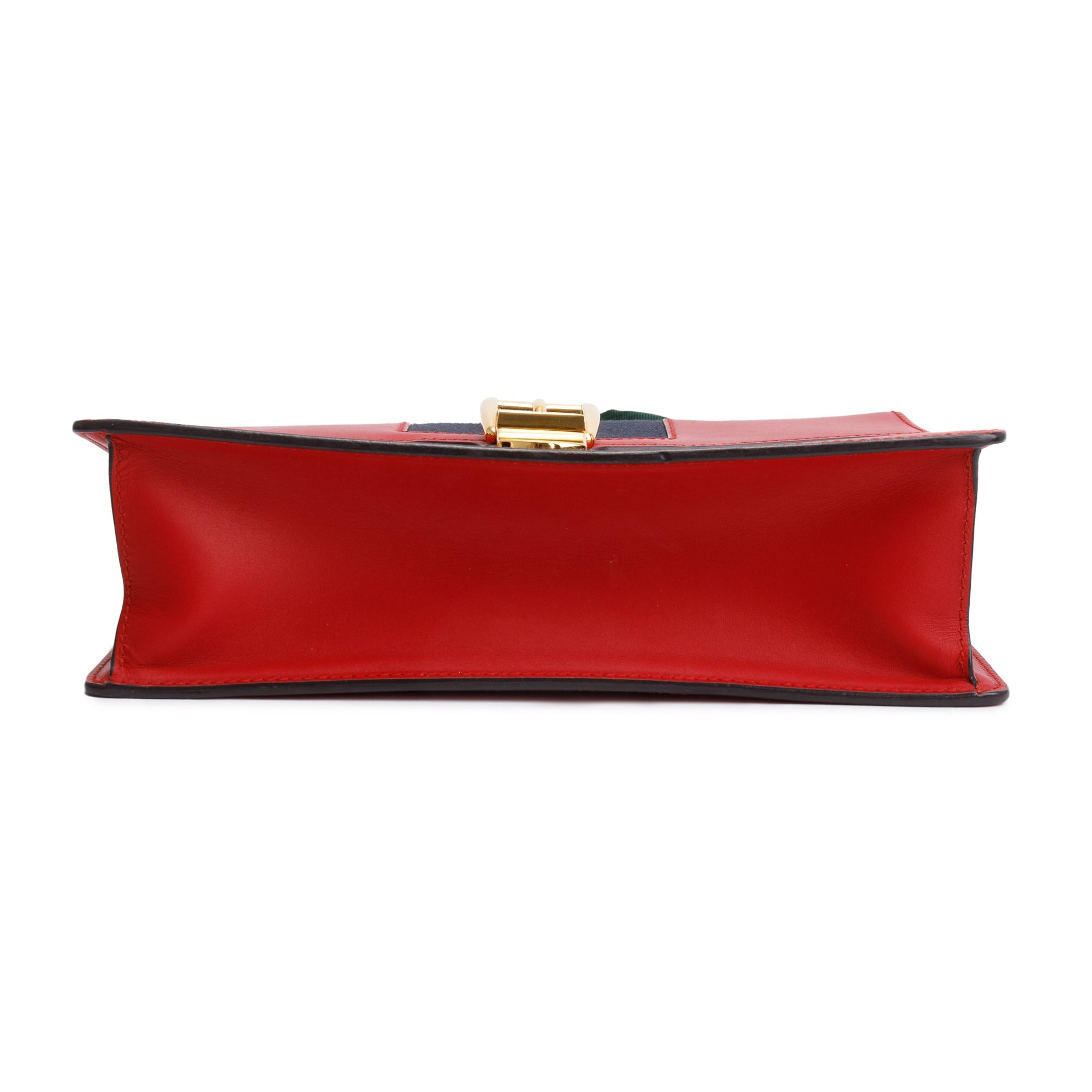 Gucci Red Calfskin Leather Web Small Sylvie Chain Shoulder Bag