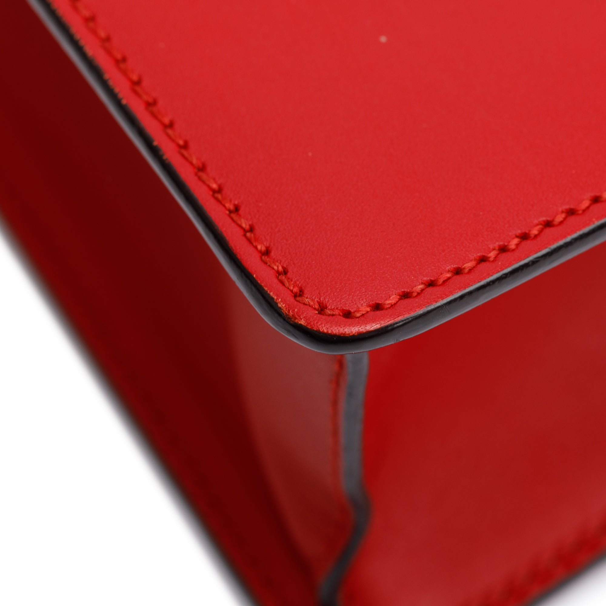 Gucci Red Calfskin Leather Web Small Sylvie Chain Shoulder Bag