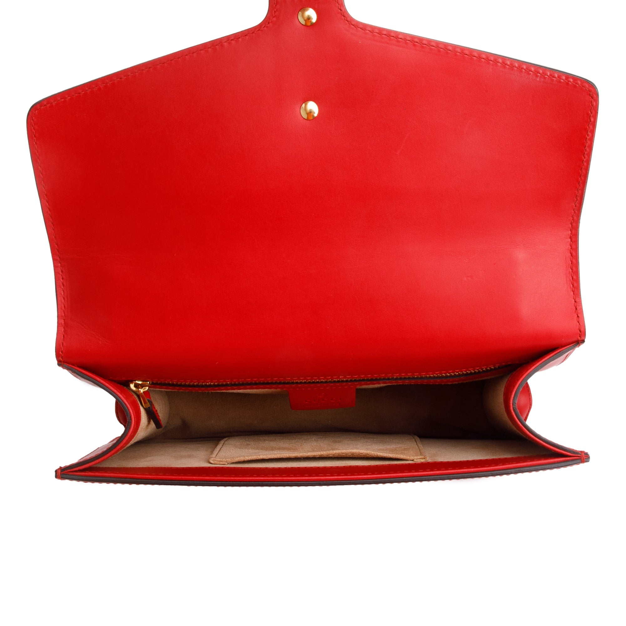 Gucci Red Calfskin Leather Web Small Sylvie Shoulder Bag