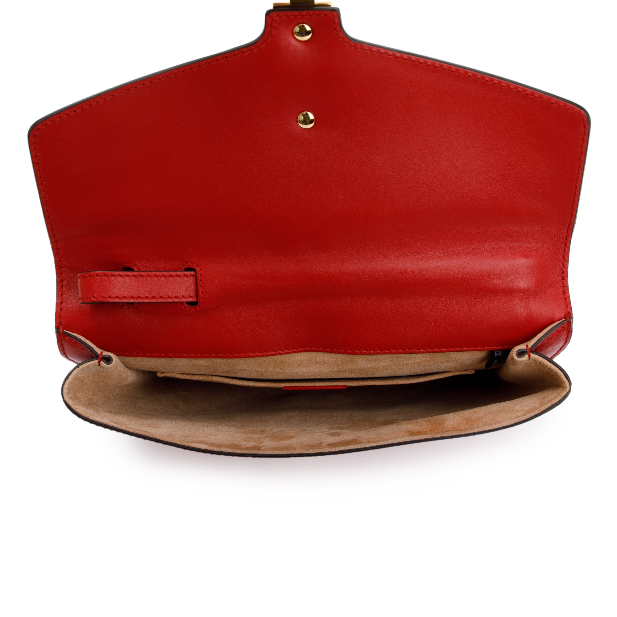 Gucci Red Calfskin Leather Web Sylvie Clutch
