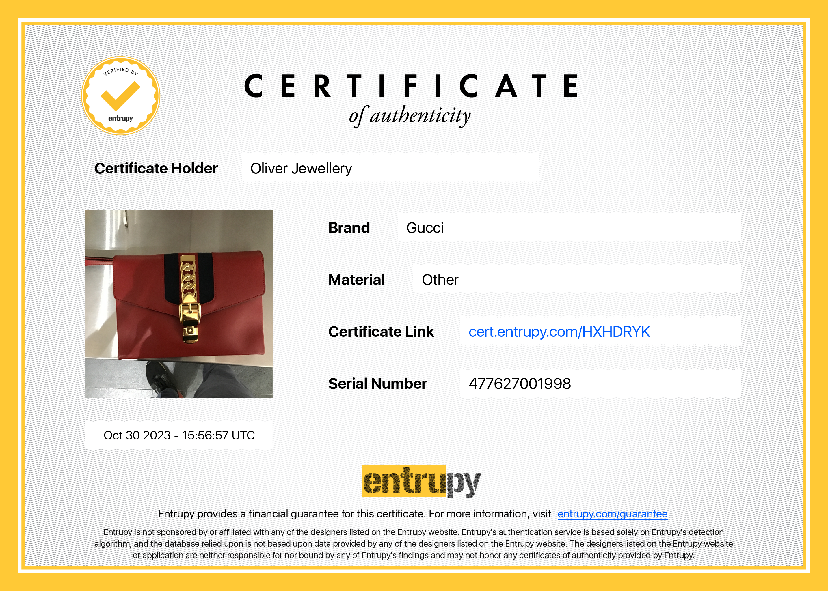 Gucci Red Calfskin Leather Web Sylvie Clutch