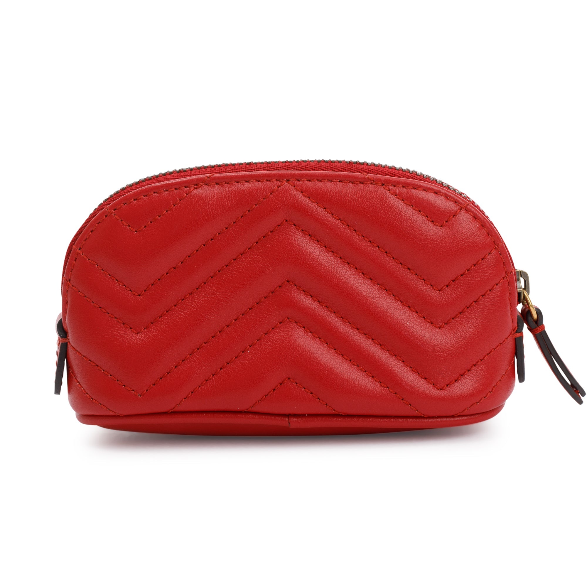 Gucci Red Calfskin Matelasse GG Marmont Key Pouch