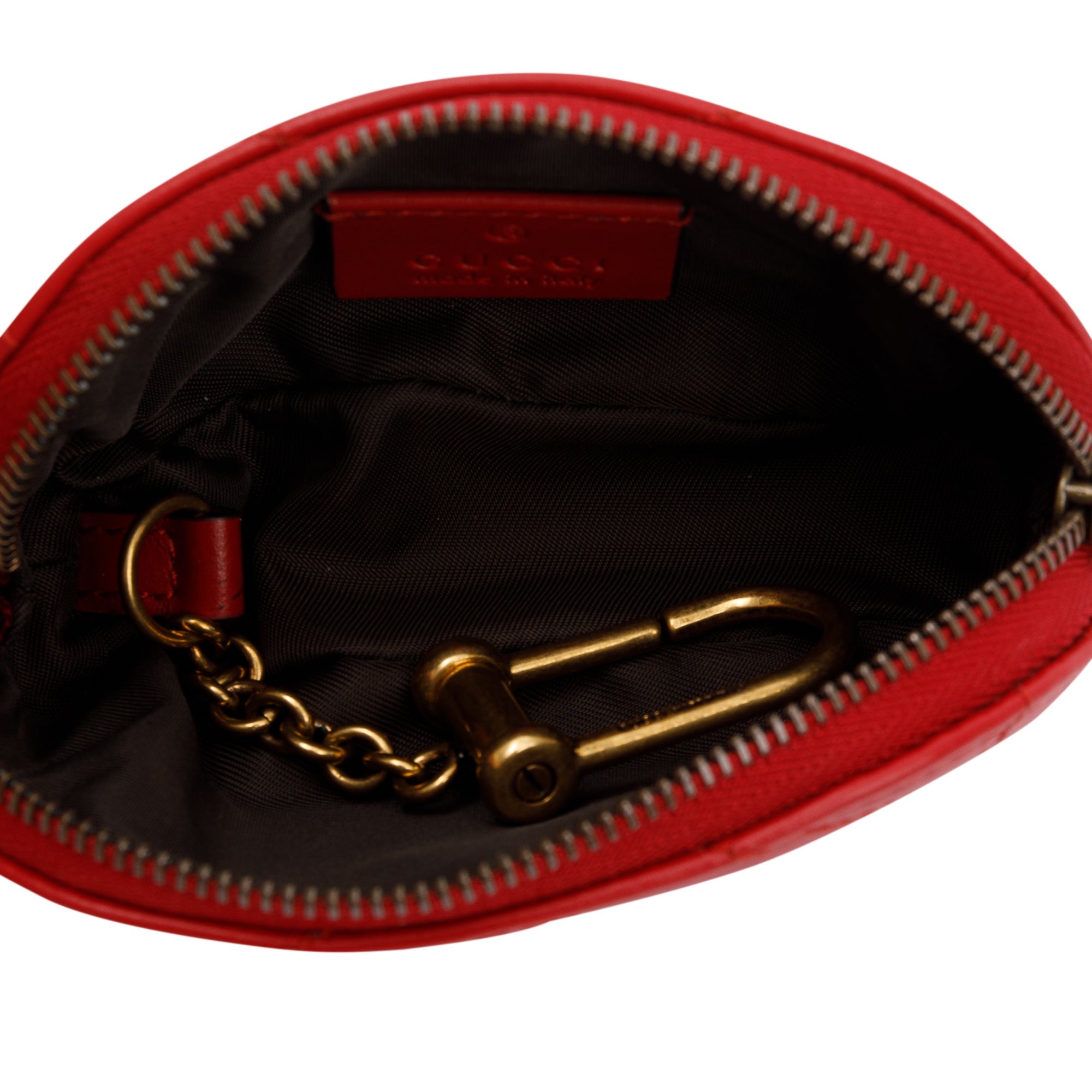 Gucci Red Calfskin Matelasse GG Marmont Key Pouch