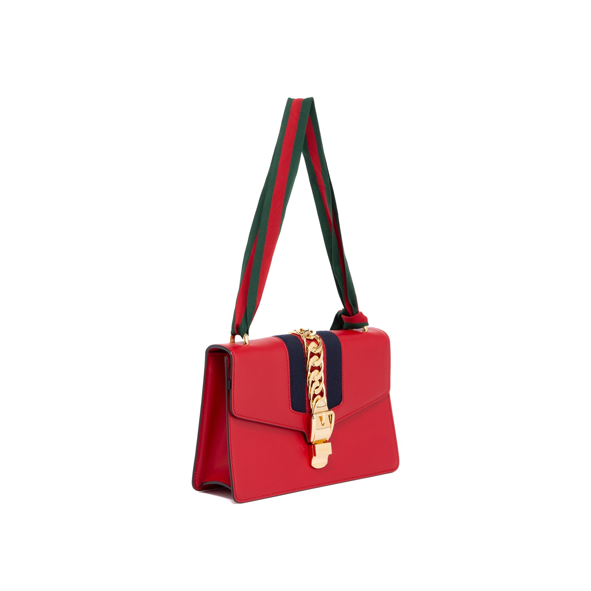 Gucci Red Calfskin Small Sylvie Shoulder Bag