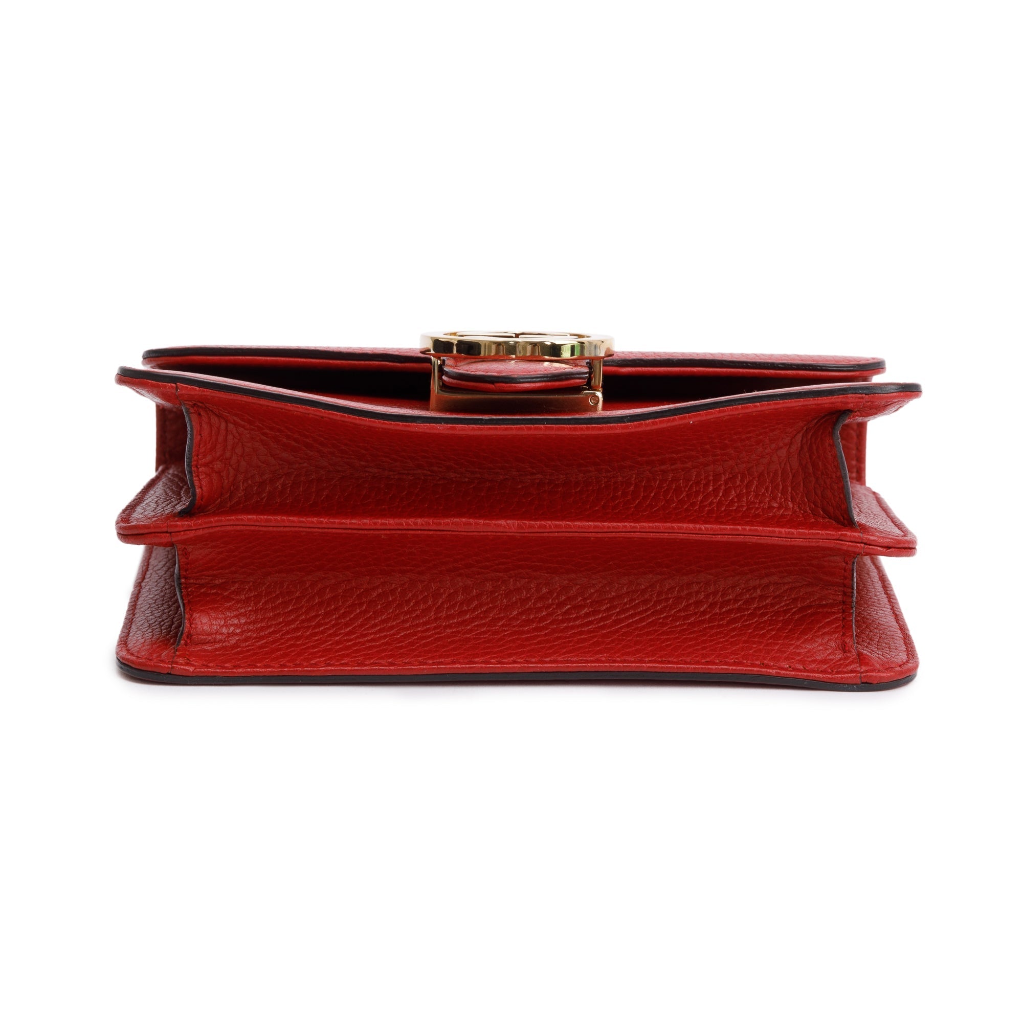 Gucci Red Dollar Calfskin Leather Interlocking GG Small Chain Shoulder Bag