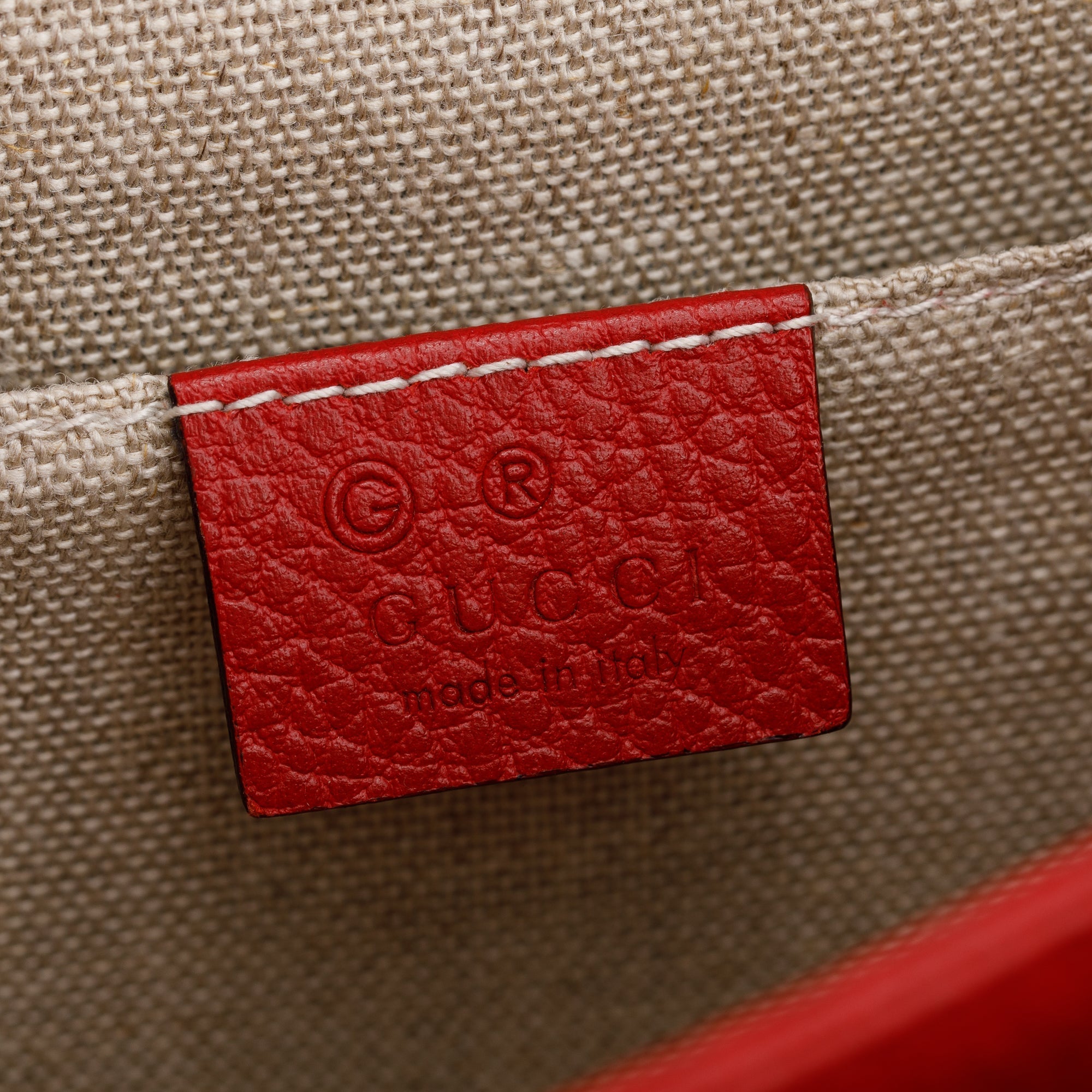 Gucci Red Dollar Calfskin Leather Interlocking GG Small Chain Shoulder Bag