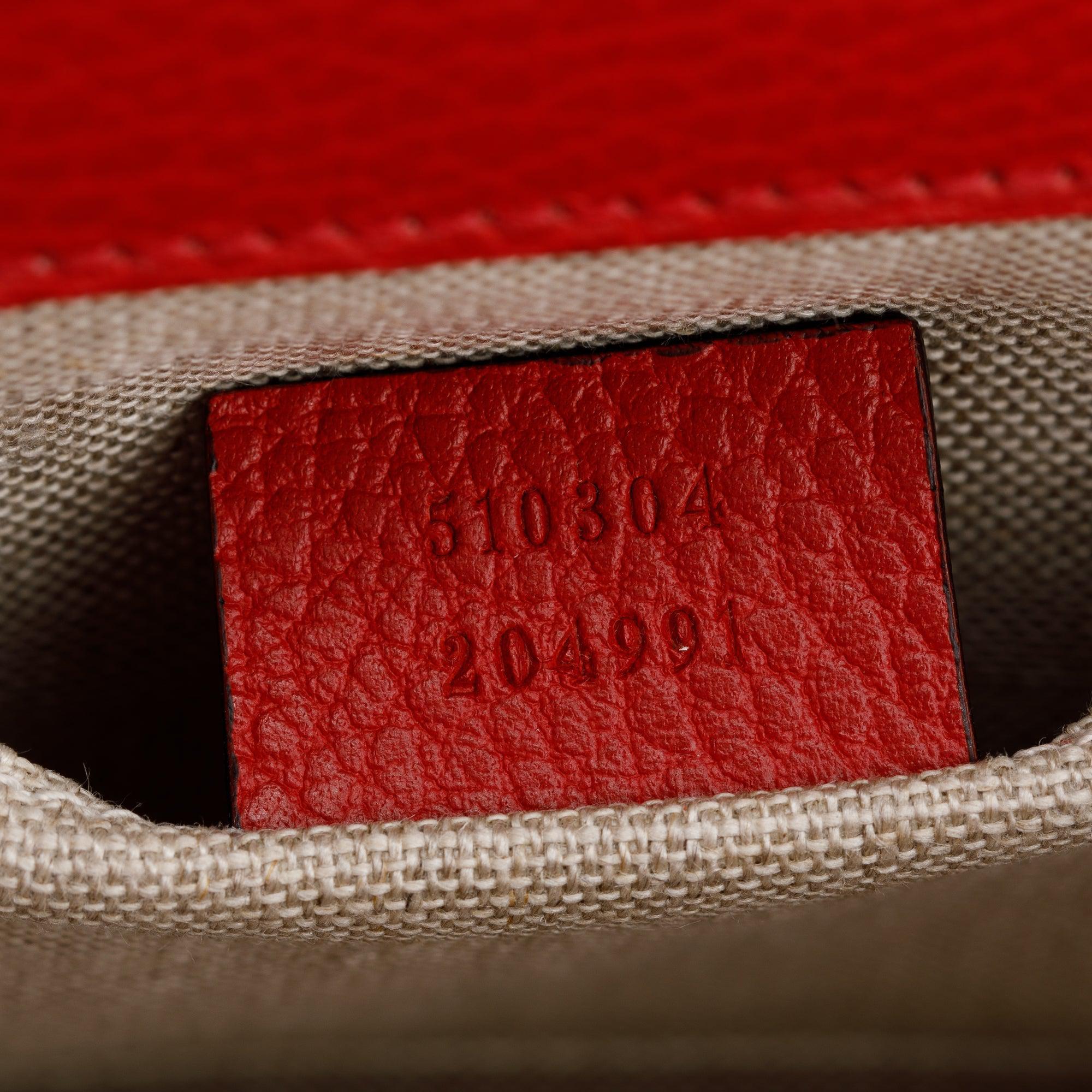 Gucci Red Dollar Calfskin Leather Interlocking GG Small Chain Shoulder Bag