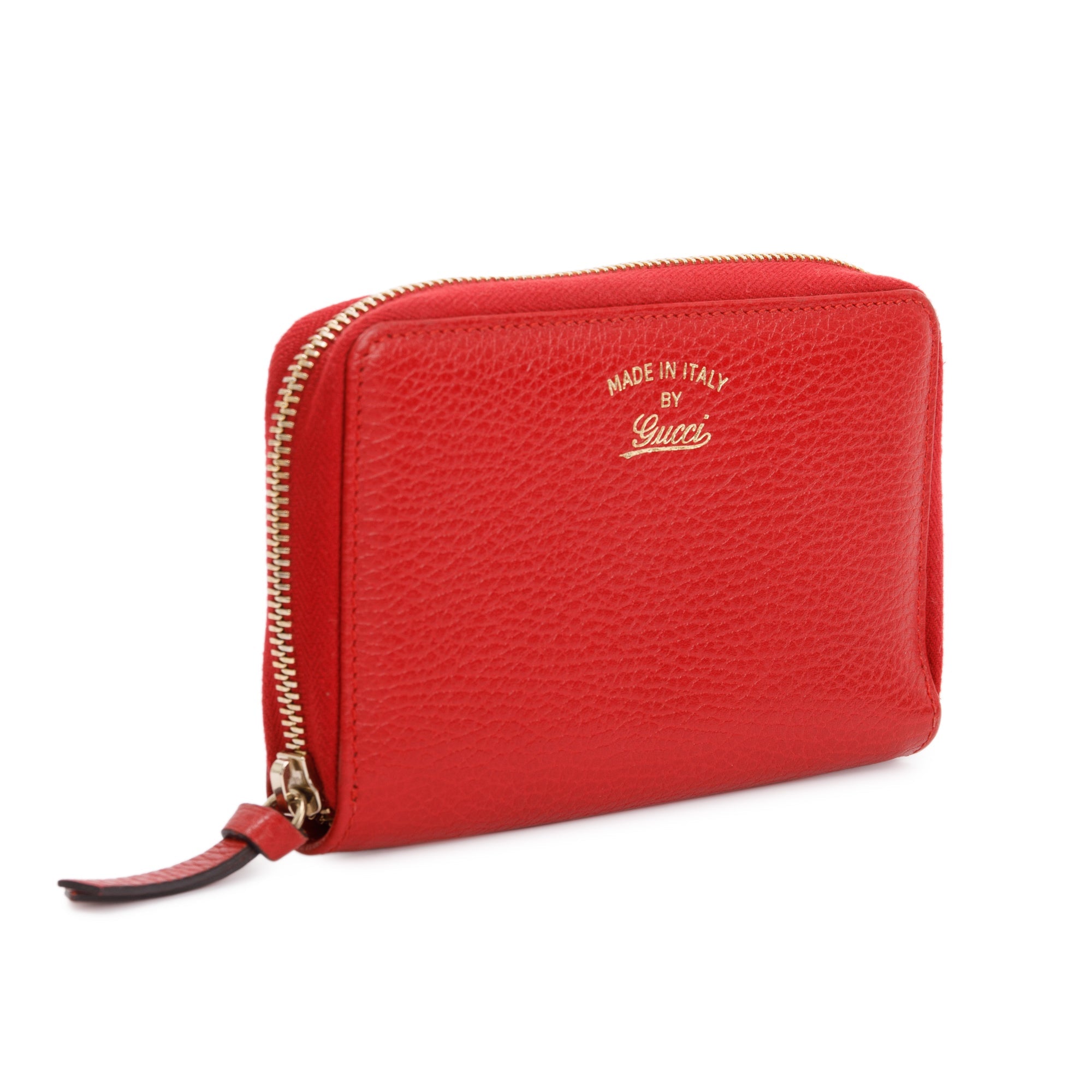 Gucci Red Dollar Calfskin Leather Medium Swing Zip Around Wallet