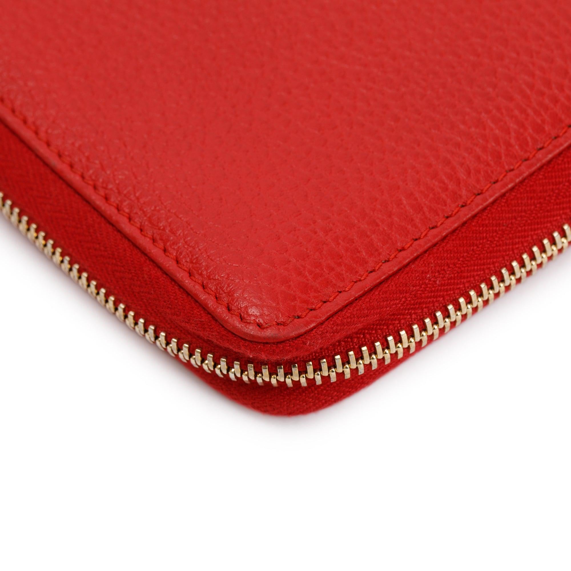 Gucci Red Dollar Calfskin Leather Medium Swing Zip Around Wallet