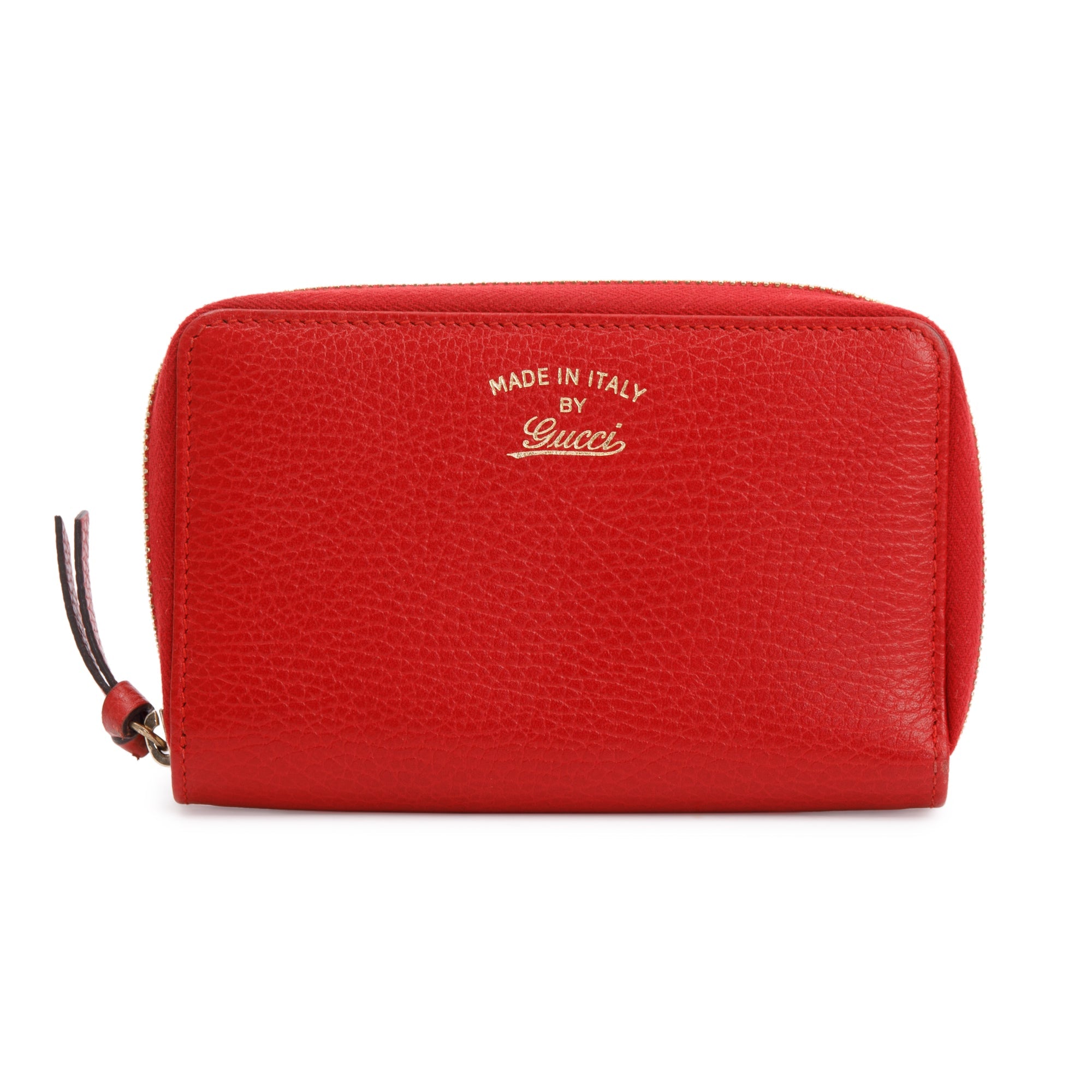 Gucci Red Dollar Calfskin Leather Medium Swing Zip Around Wallet