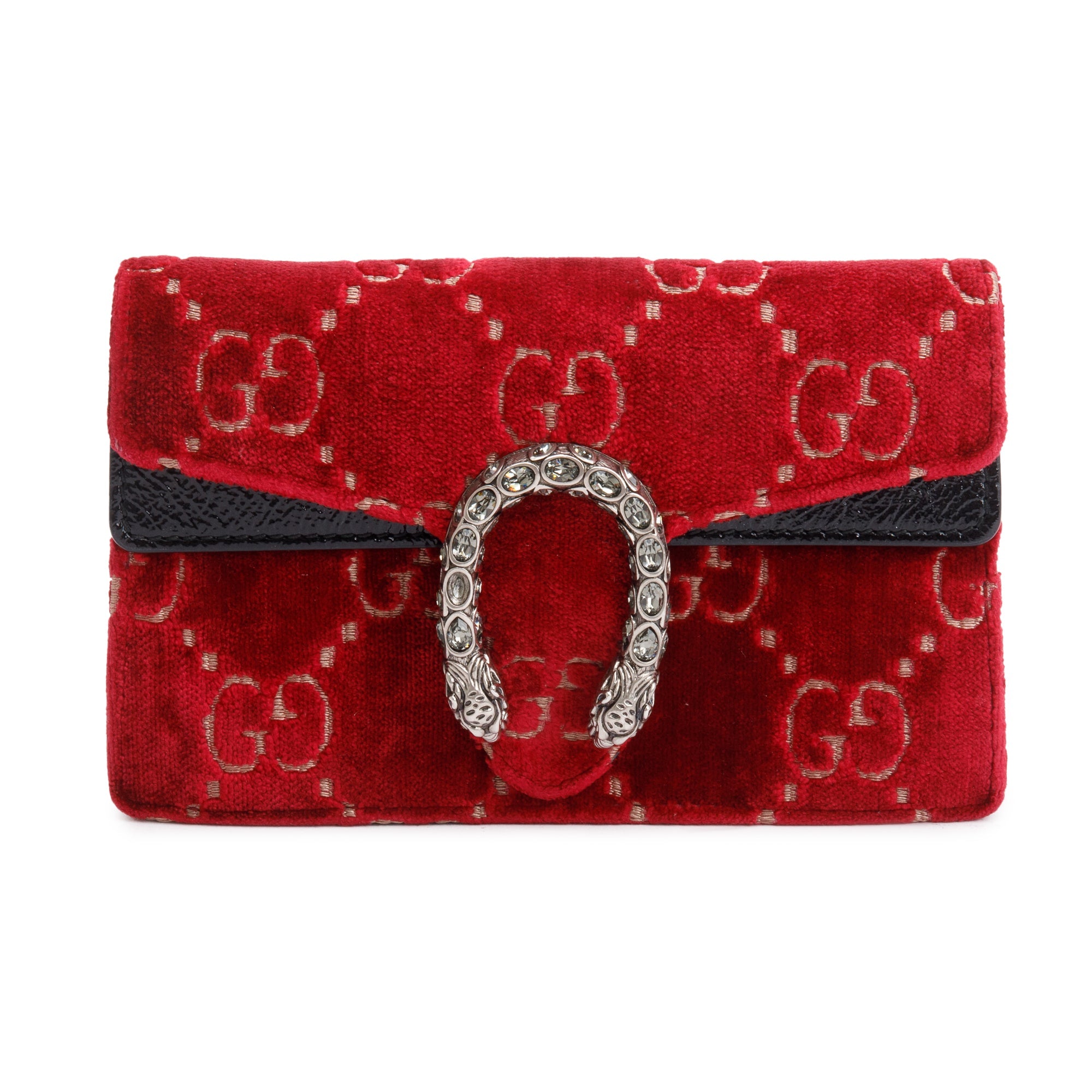 Gucci Red GG Embossed Velvet Dionysus Super Mini Bag