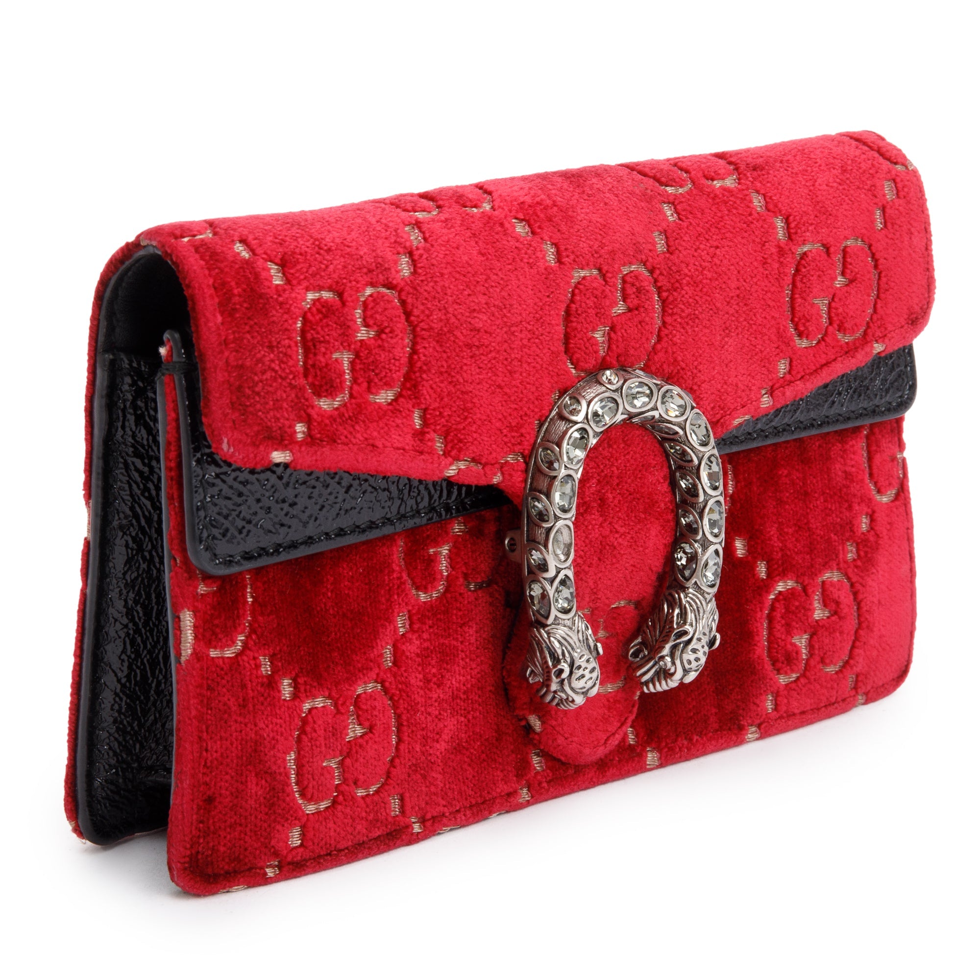 Gucci Red GG Embossed Velvet Dionysus Super Mini Bag