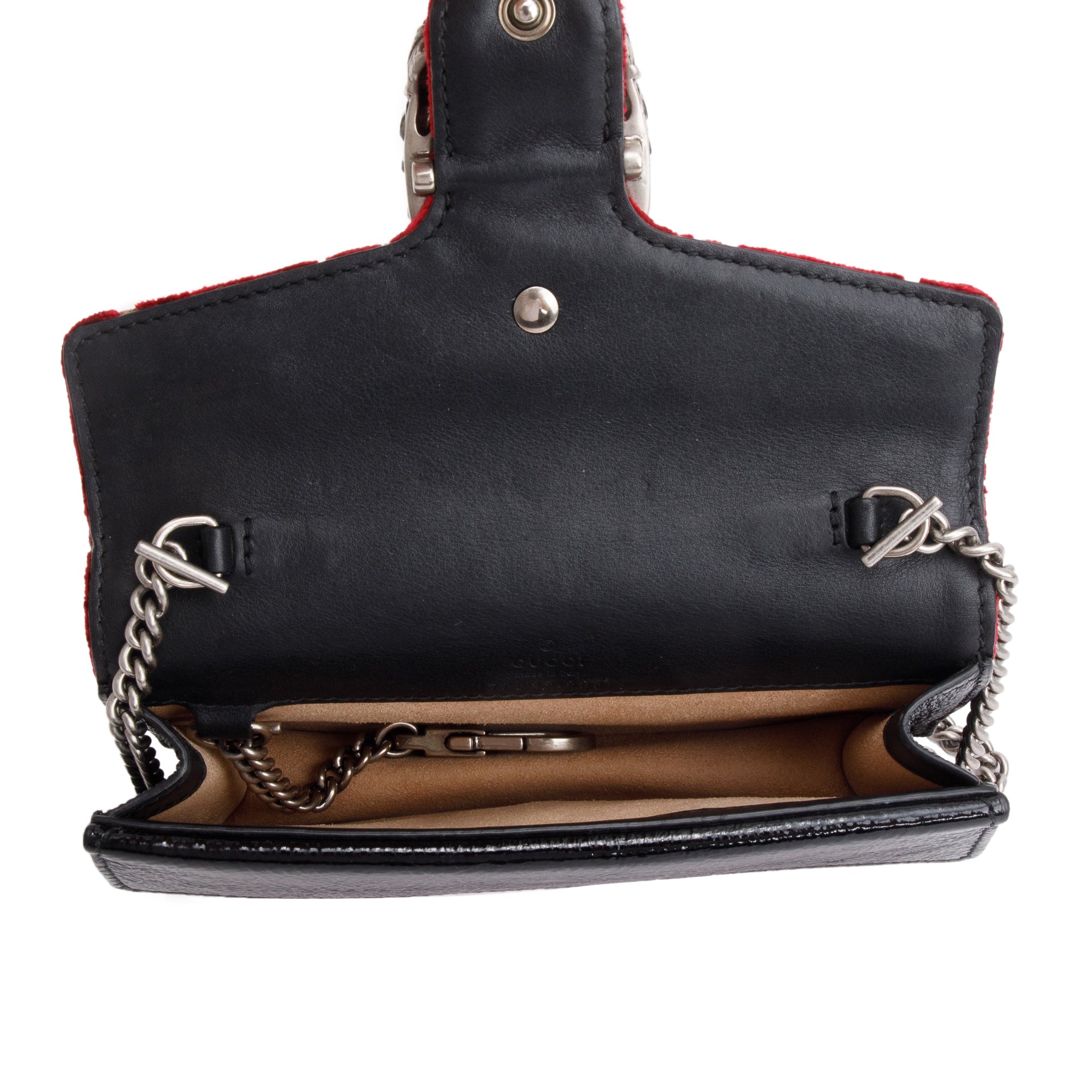Gucci Red GG Embossed Velvet Dionysus Super Mini Bag