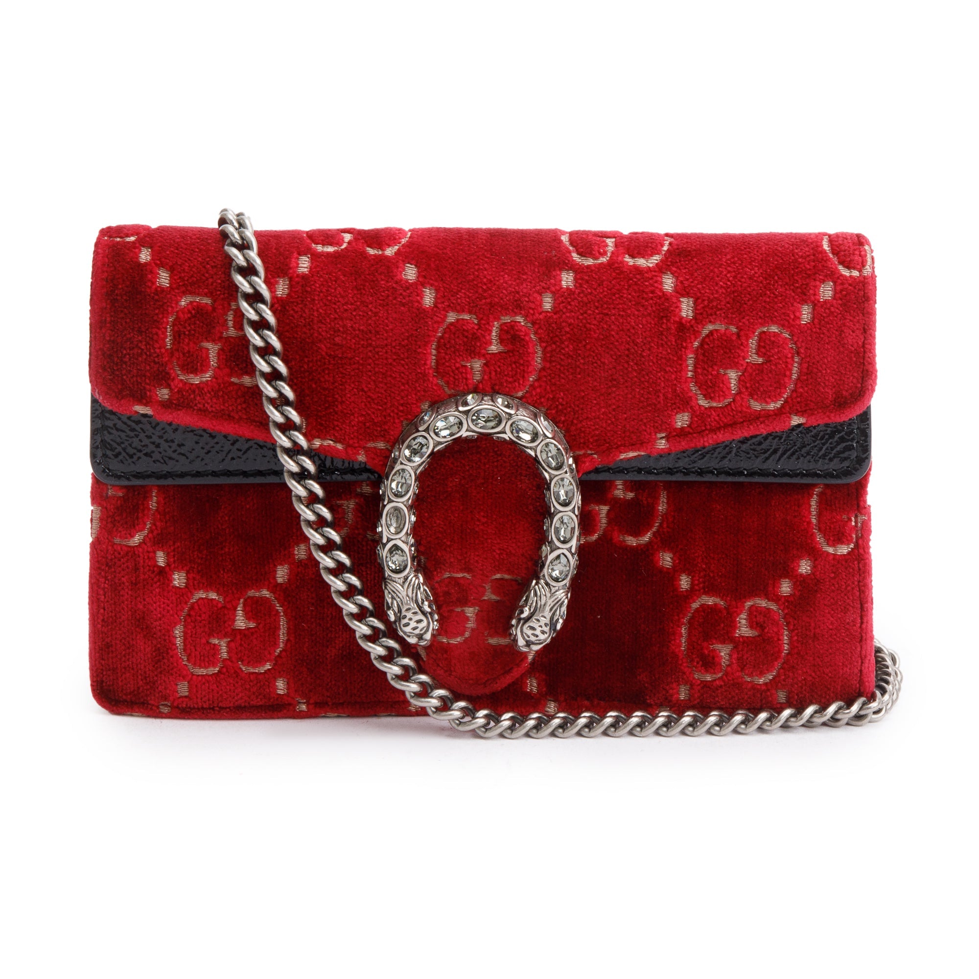 Gucci Red GG Embossed Velvet Dionysus Super Mini Bag