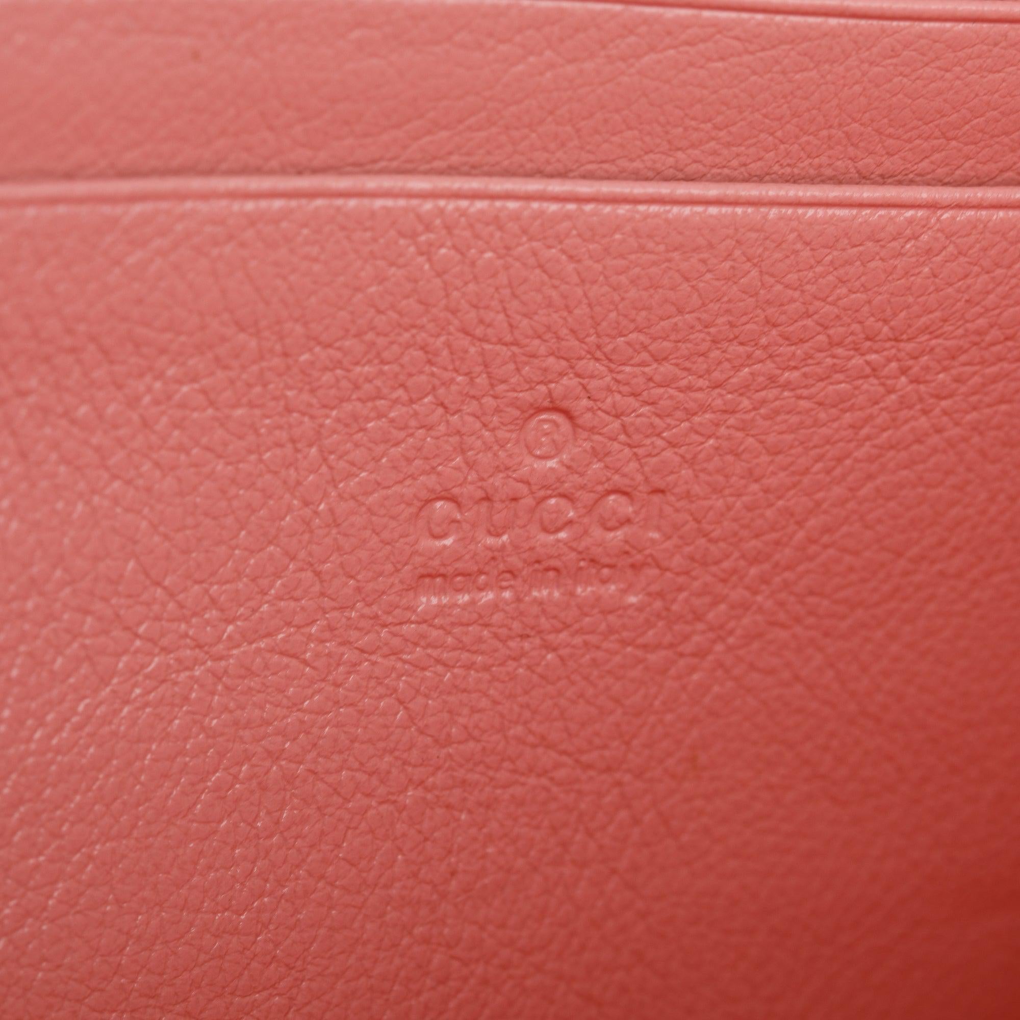 Gucci Red GG Marmont Azalea Calfskin Enamel Diagonal Torchon Wallet on Chain