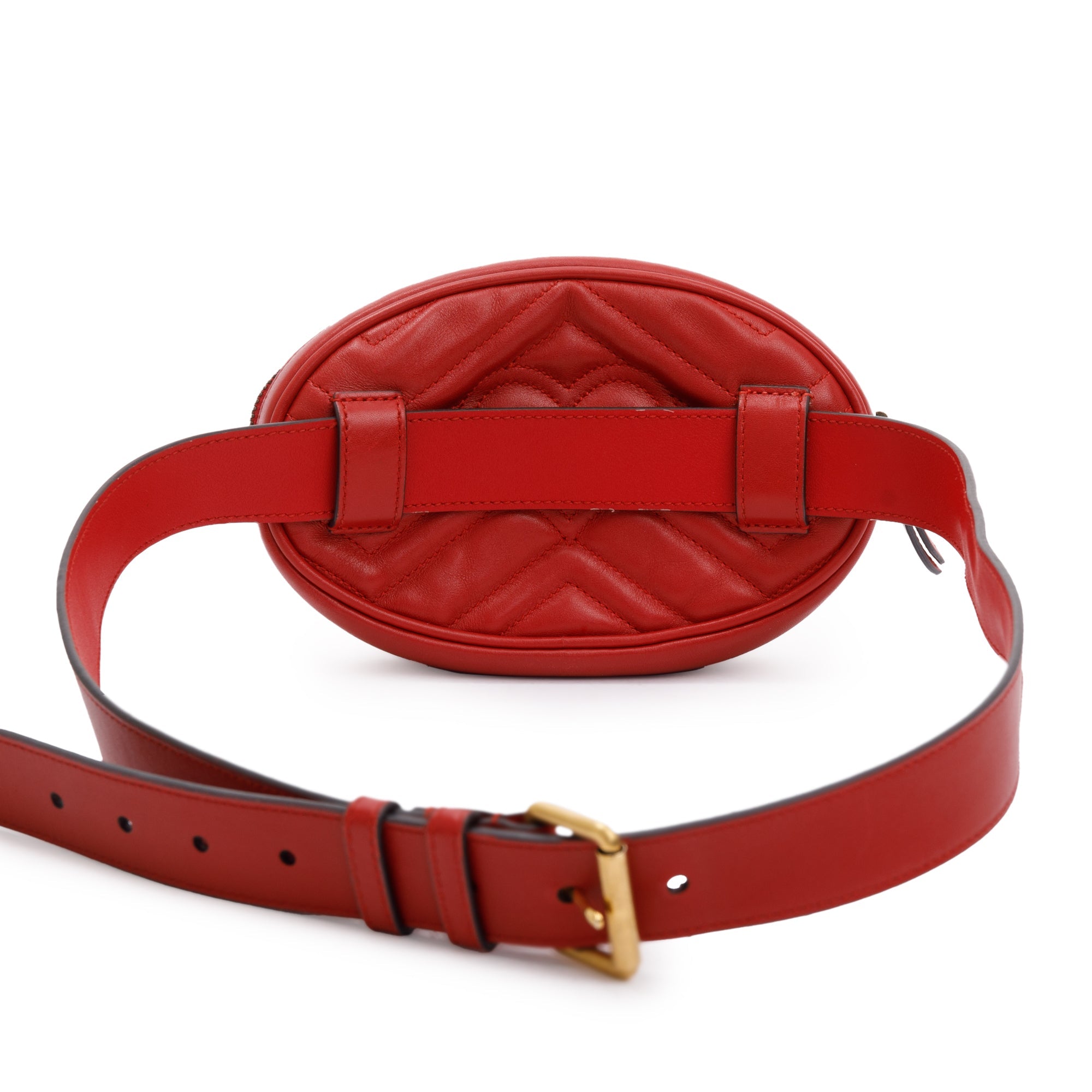 Gucci Red GG Marmont Matelasse Leather Belt Bag