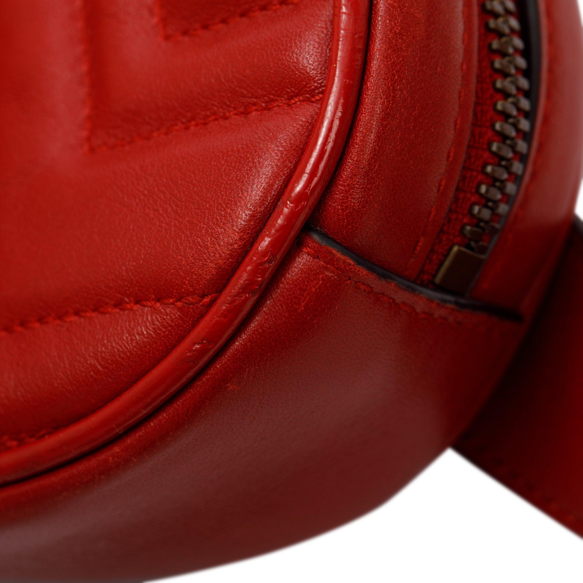 Gucci Red GG Marmont Matelasse Leather Belt Bag