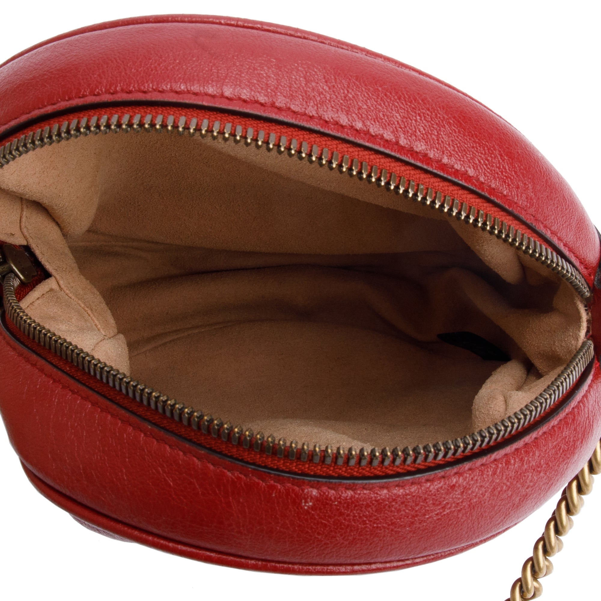 Gucci Red GG Marmont Matelasse Leather Mini Round Shoulder Bag