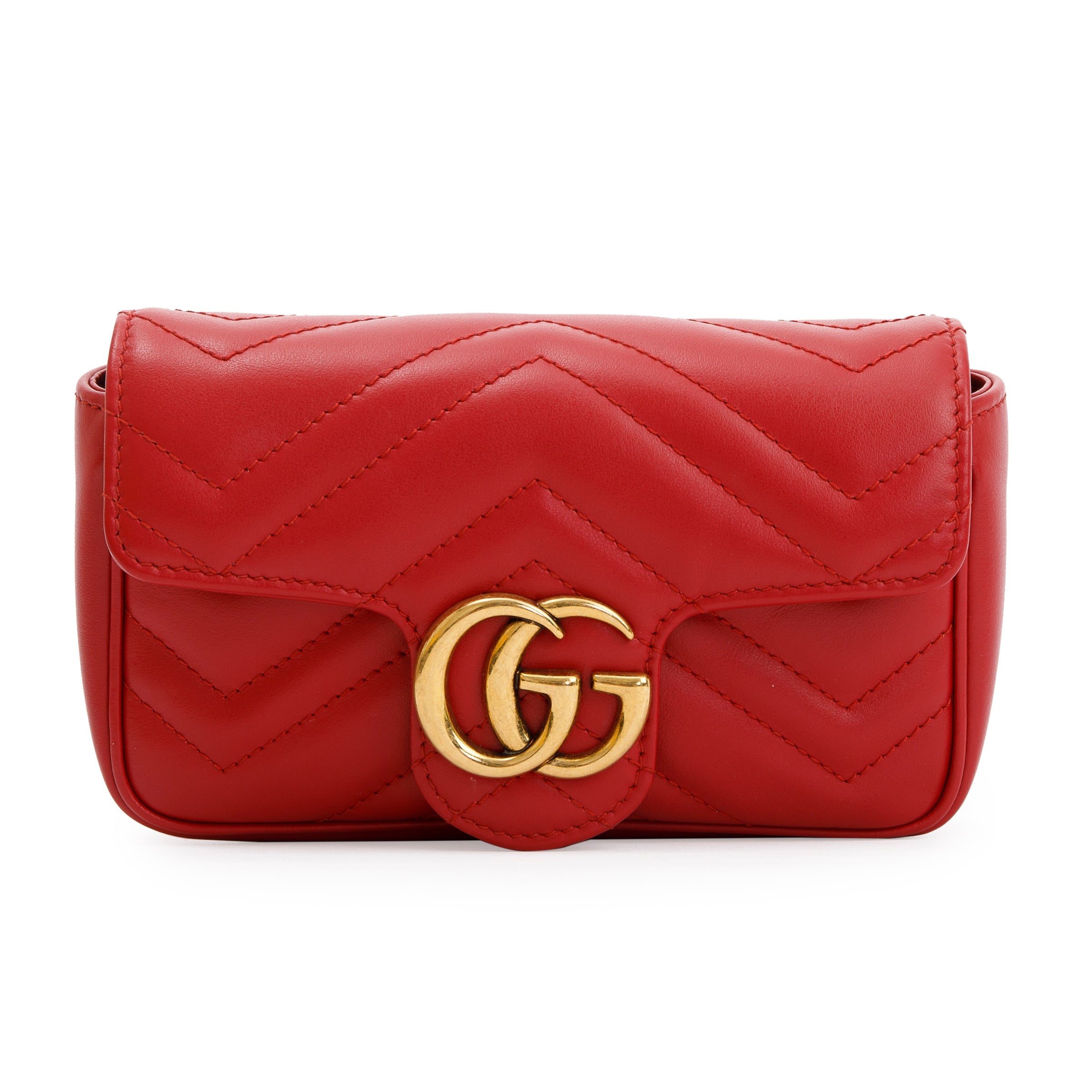 Gucci Red GG Marmont Matelasse Leather Super Mini Bag