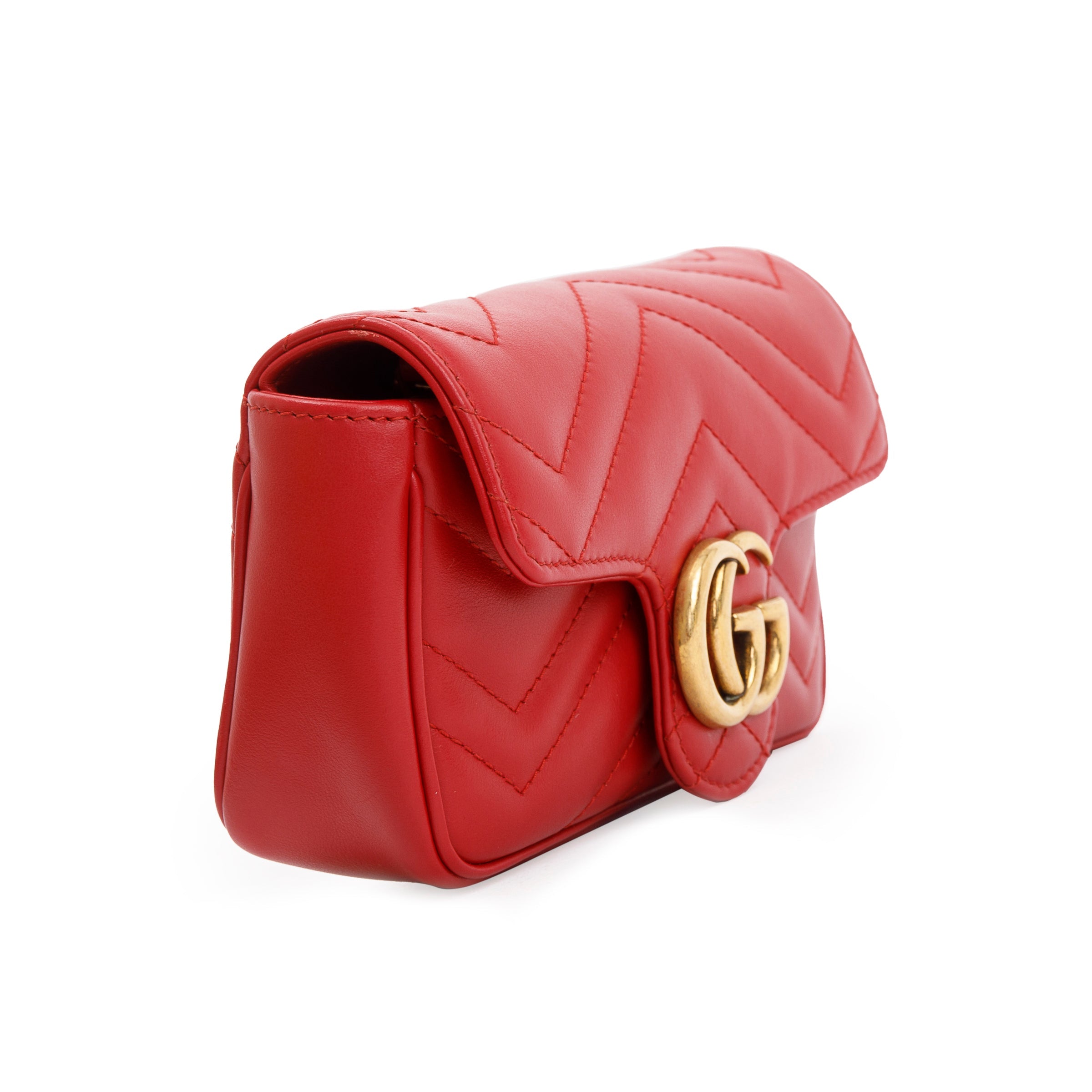 Gucci Red GG Marmont Matelasse Leather Super Mini Bag
