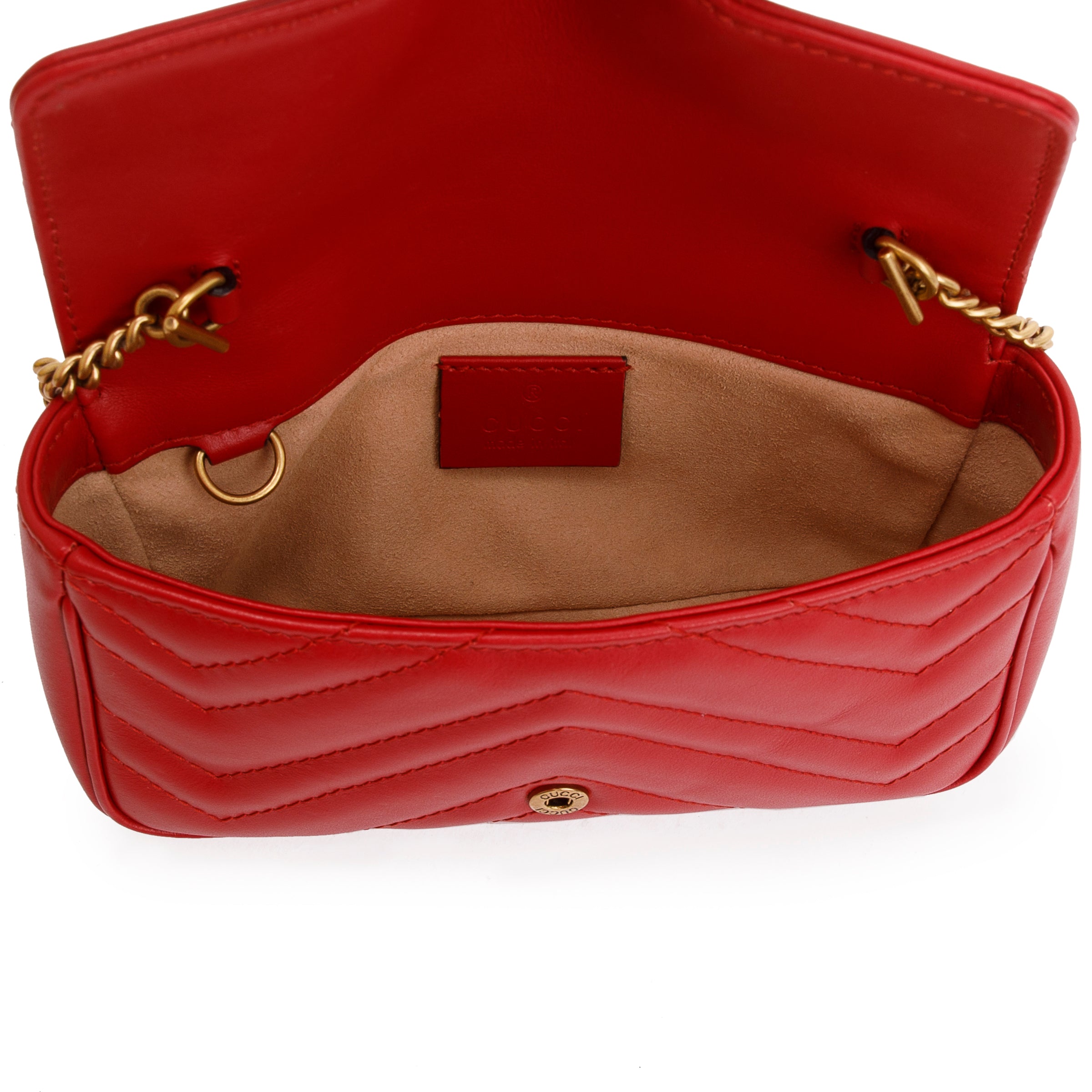 Gucci Red GG Marmont Matelasse Leather Super Mini Bag