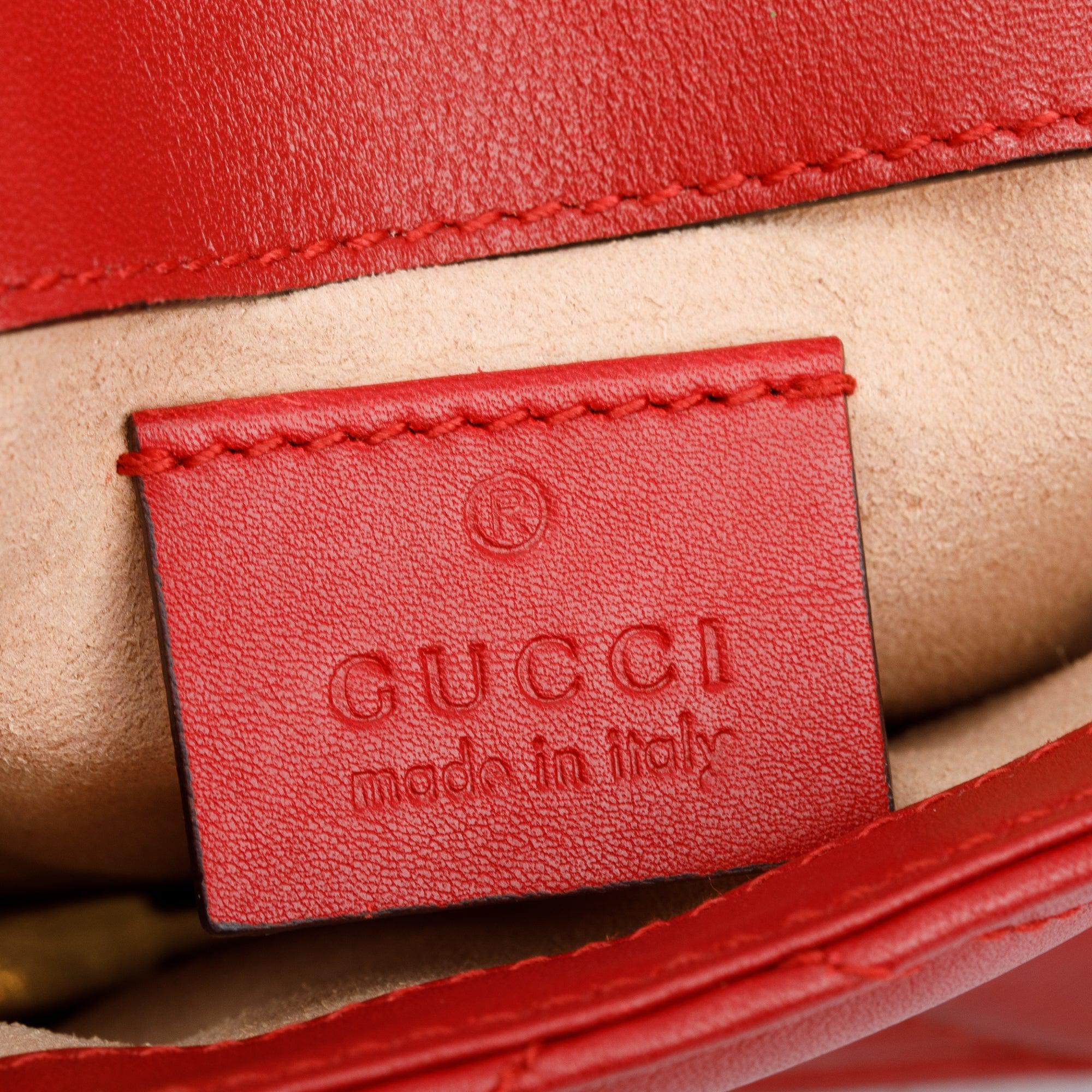 Gucci Red GG Marmont Matelasse Leather Super Mini Bag