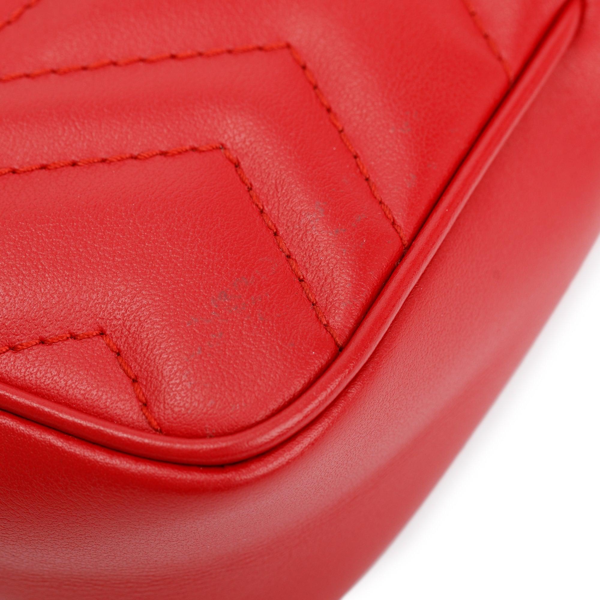 Gucci Red GG Marmont Matelasse Leather Super Mini Bag w/ Box